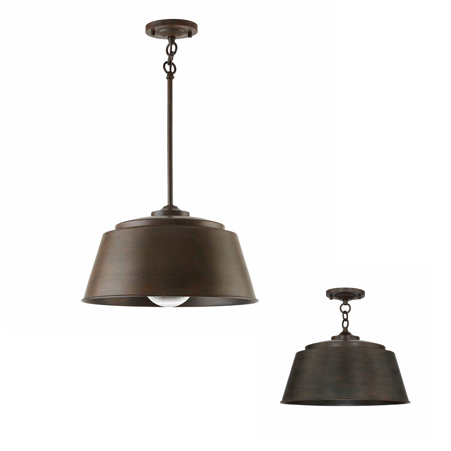 16" W x 9" H 1-Light Dual Mount Pendant or Semi-Flush in Nordic Grey