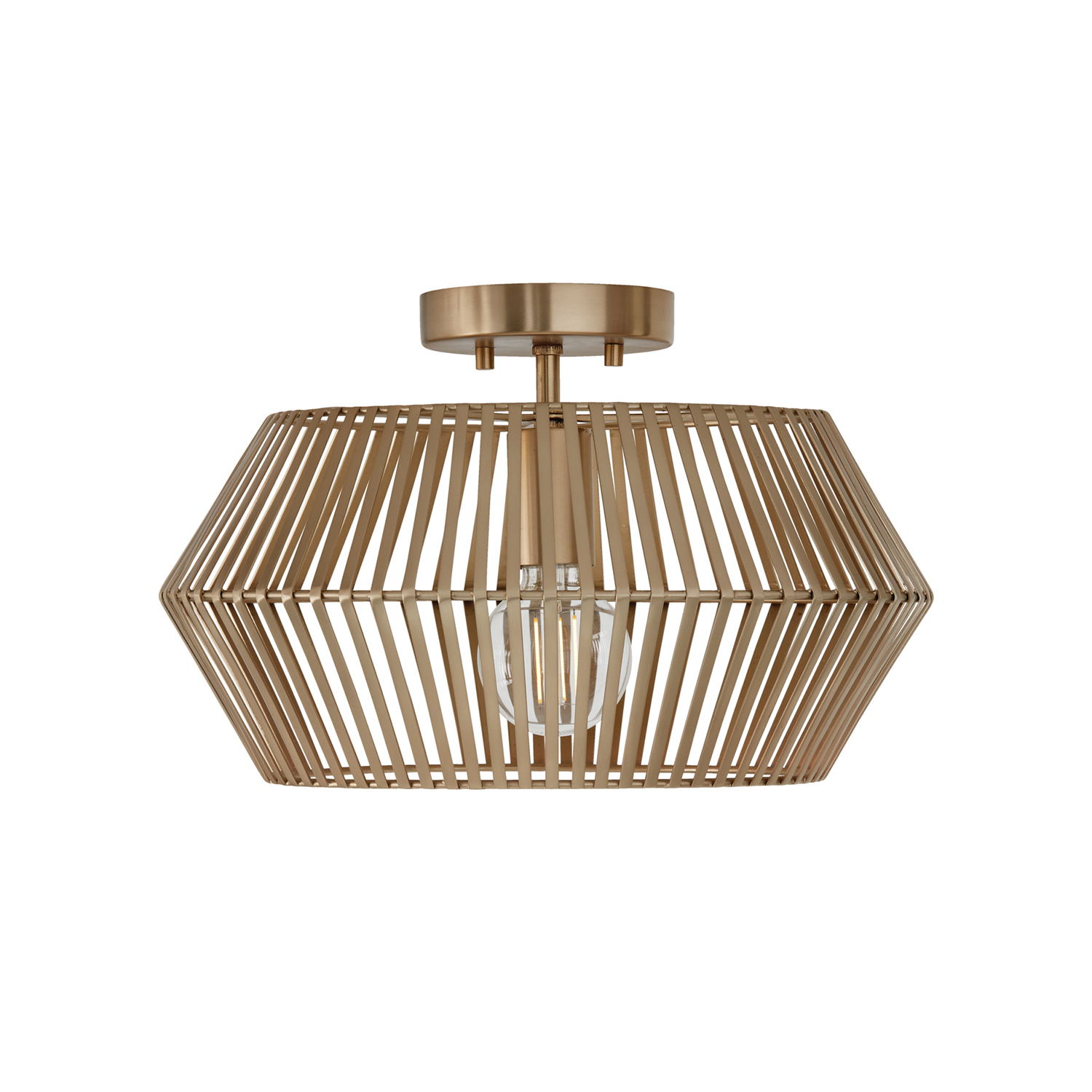 15.50"W x 9.75"H 1-Light Angular Metal Semi-Flush in Matte Brass