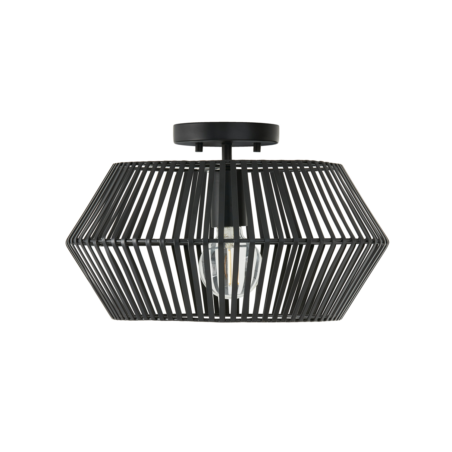 15.50"W x 9.75"H 1-Light Angular Metal Semi-Flush in Matte Black