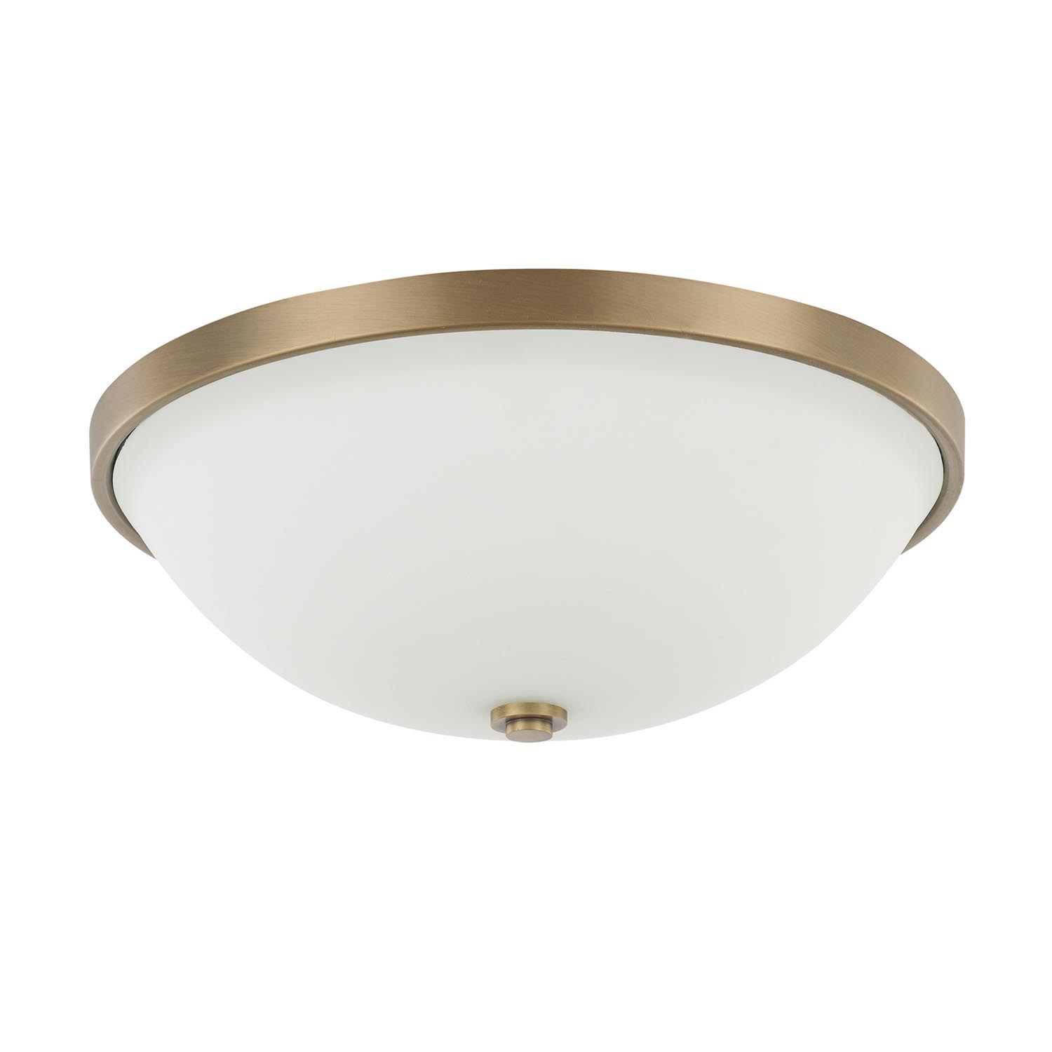 15" W x 5" H 3-Light Flush Mount in Aged Brass with Soft White Glass Shade