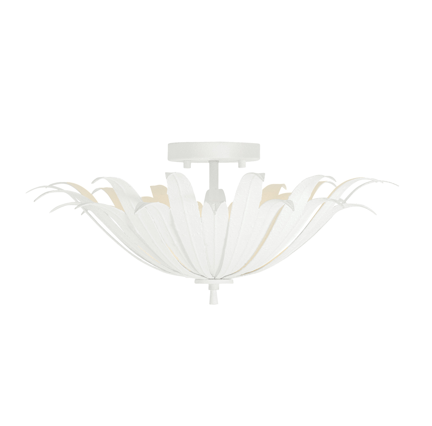 18"W x 8.5"H 3-Light Botanical Semi-Flush in Textured White