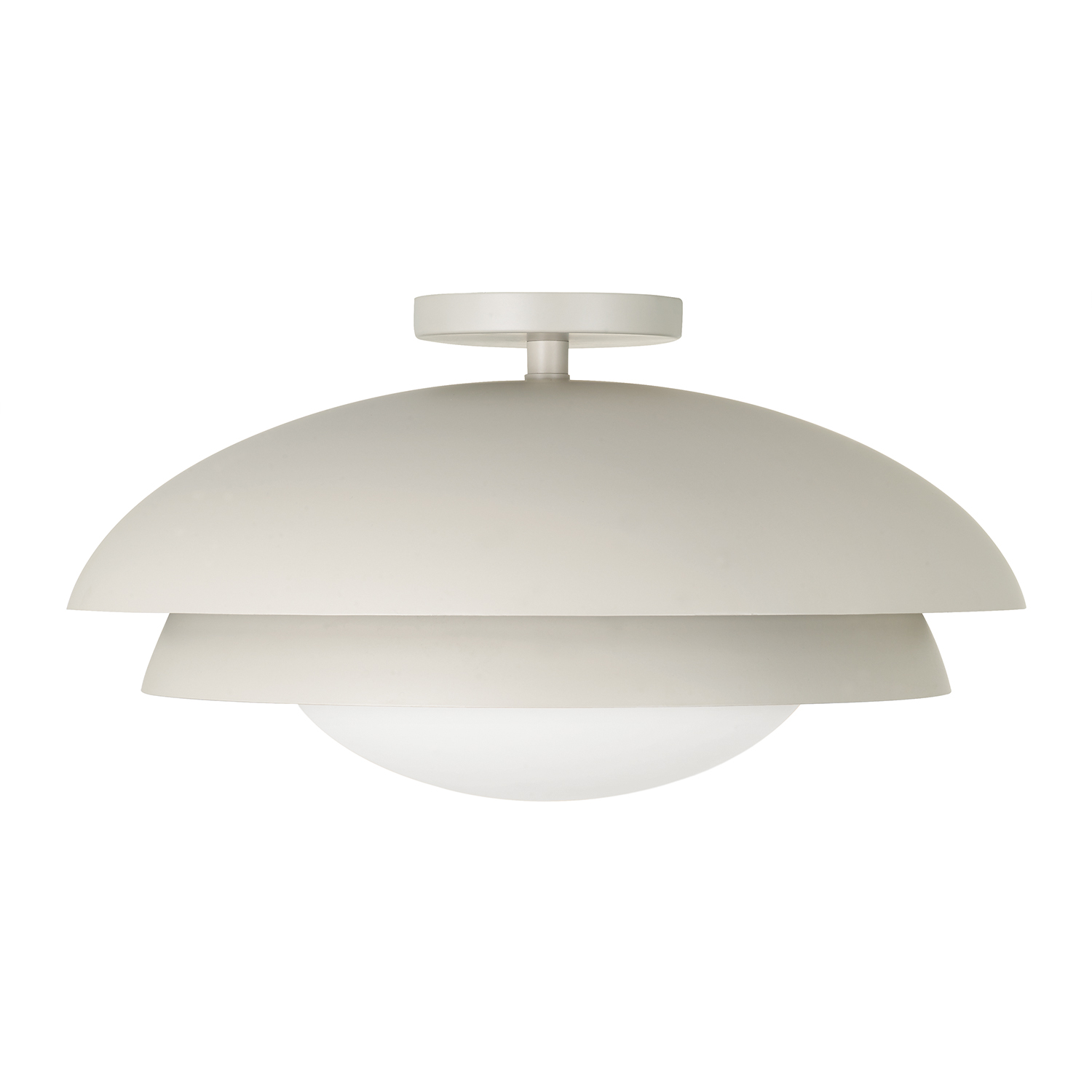 17.75" W x 9.25" H 1-Light Modern Tiered Dome Semi Flush in Taupe with Soft White Glass Diffuser