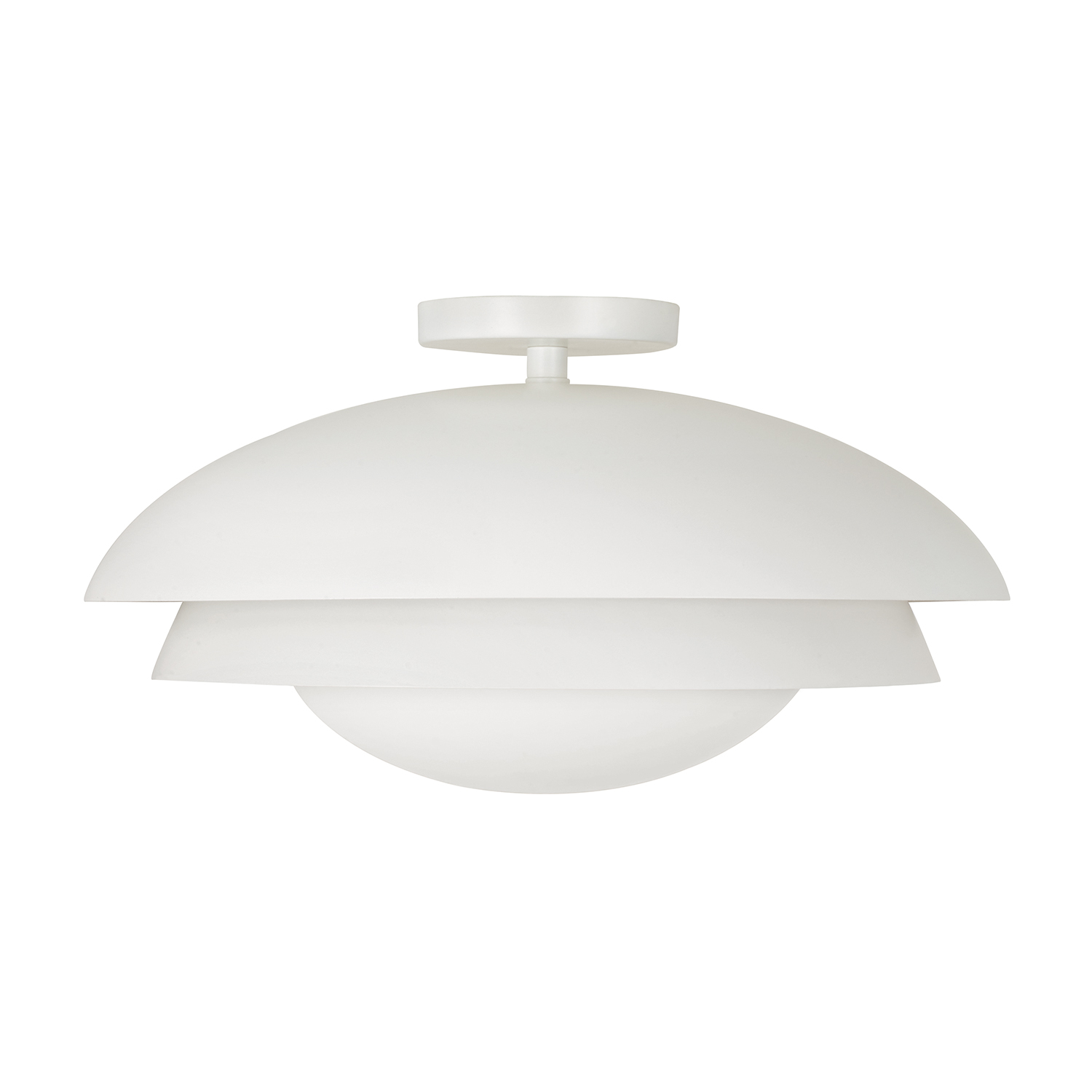 17.75" W x 9.25" H 1-Light Modern Tiered Dome Semi Flush in Matte White with Soft White Glass Diffuser