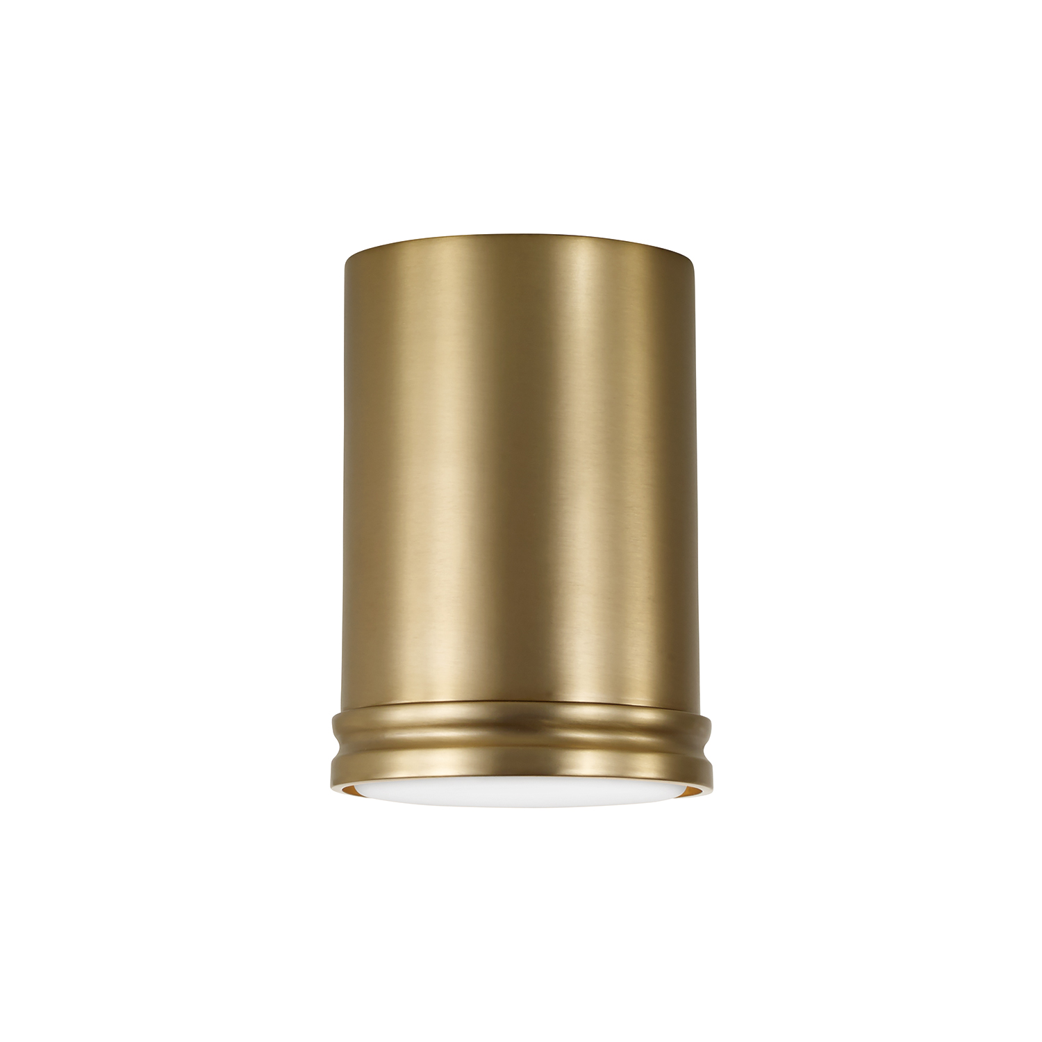 5.5" W x 7.75" H Integrated LED Mini Flush Mount Cylinder Light in Aged Brass with Soft White Glass Diffuser
