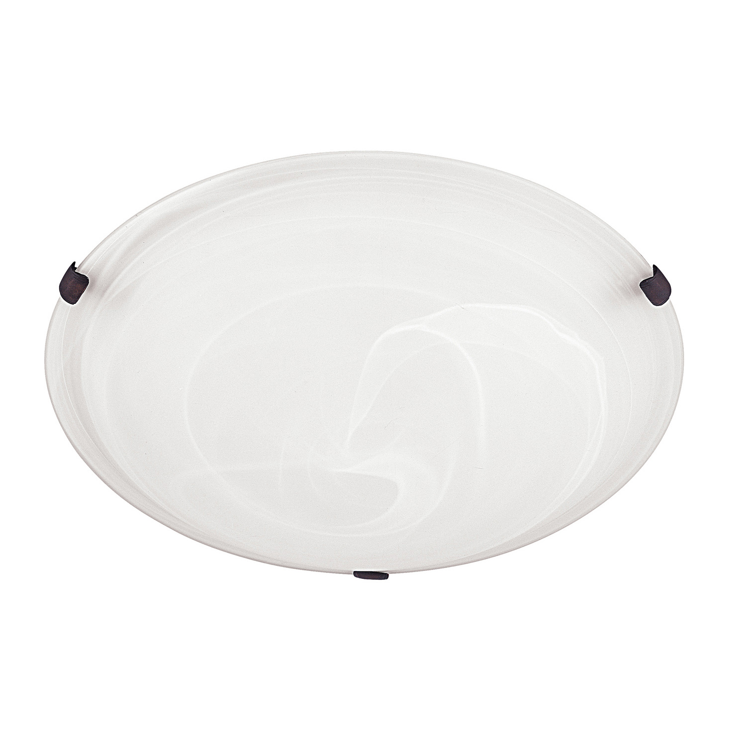12" W x 4" H 2-Light Flush Mount with White Faux Alabaster Glass and Bronze or Nickel Clips