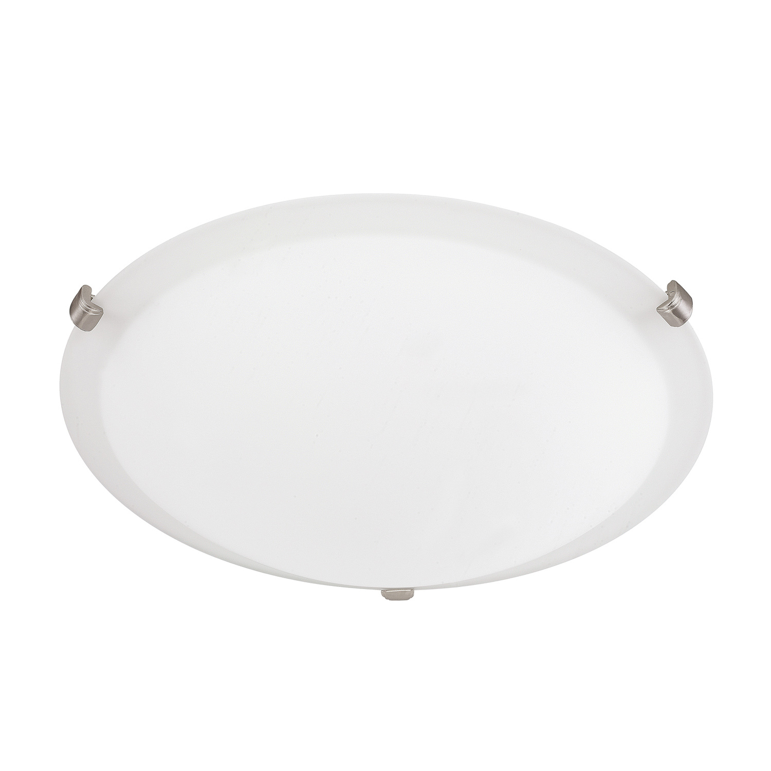 12" W x 4" H 2-Light Flush Mount with Soft White Glass and Bronze or Nickel Clips