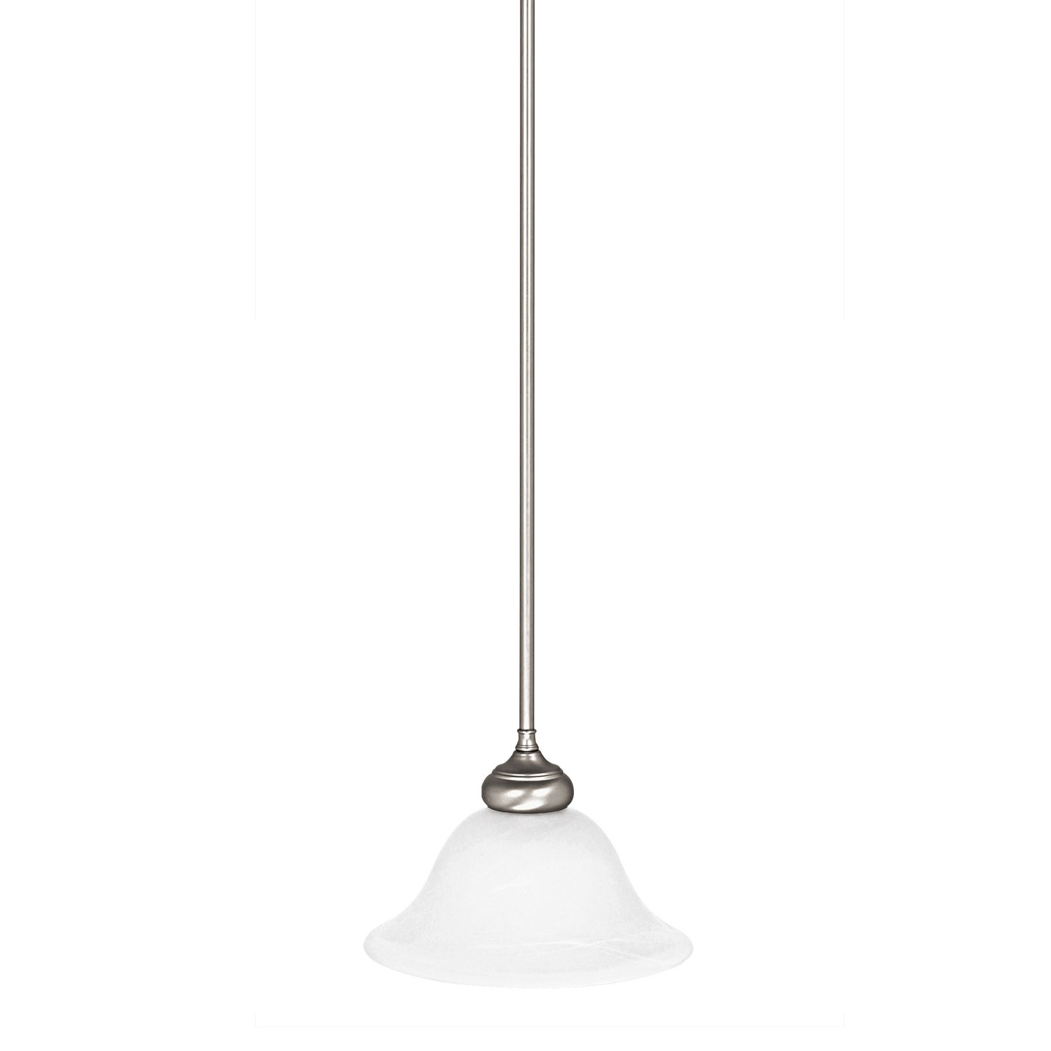 10" W x 6.5" H 1-Light Pendant in Matte Nickel with White Faux Alabaster Glass Shade