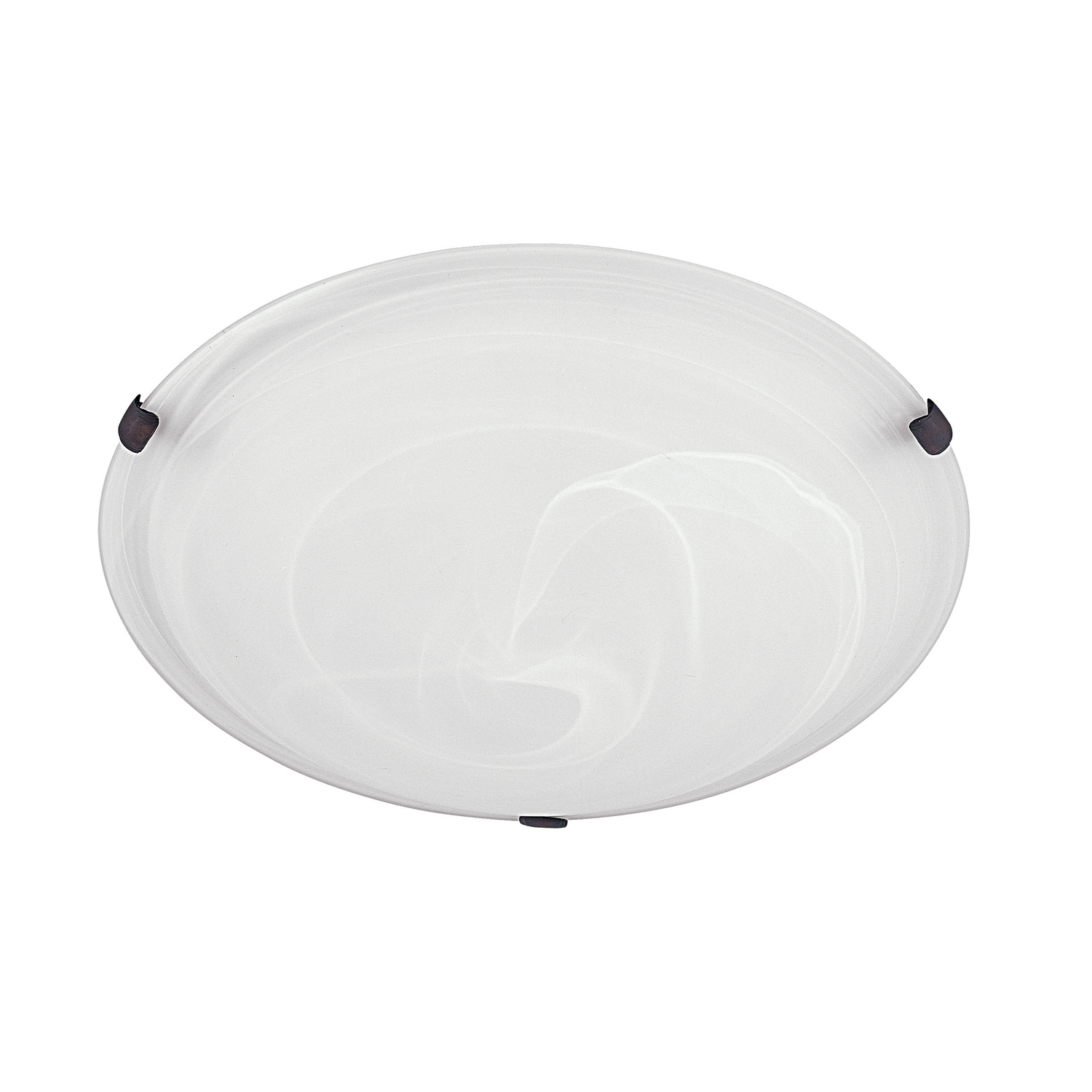16" W x 5" H 3-Light Flush Mount with White Faux Alabaster Glass Shade and Bronze or Nickel Clips