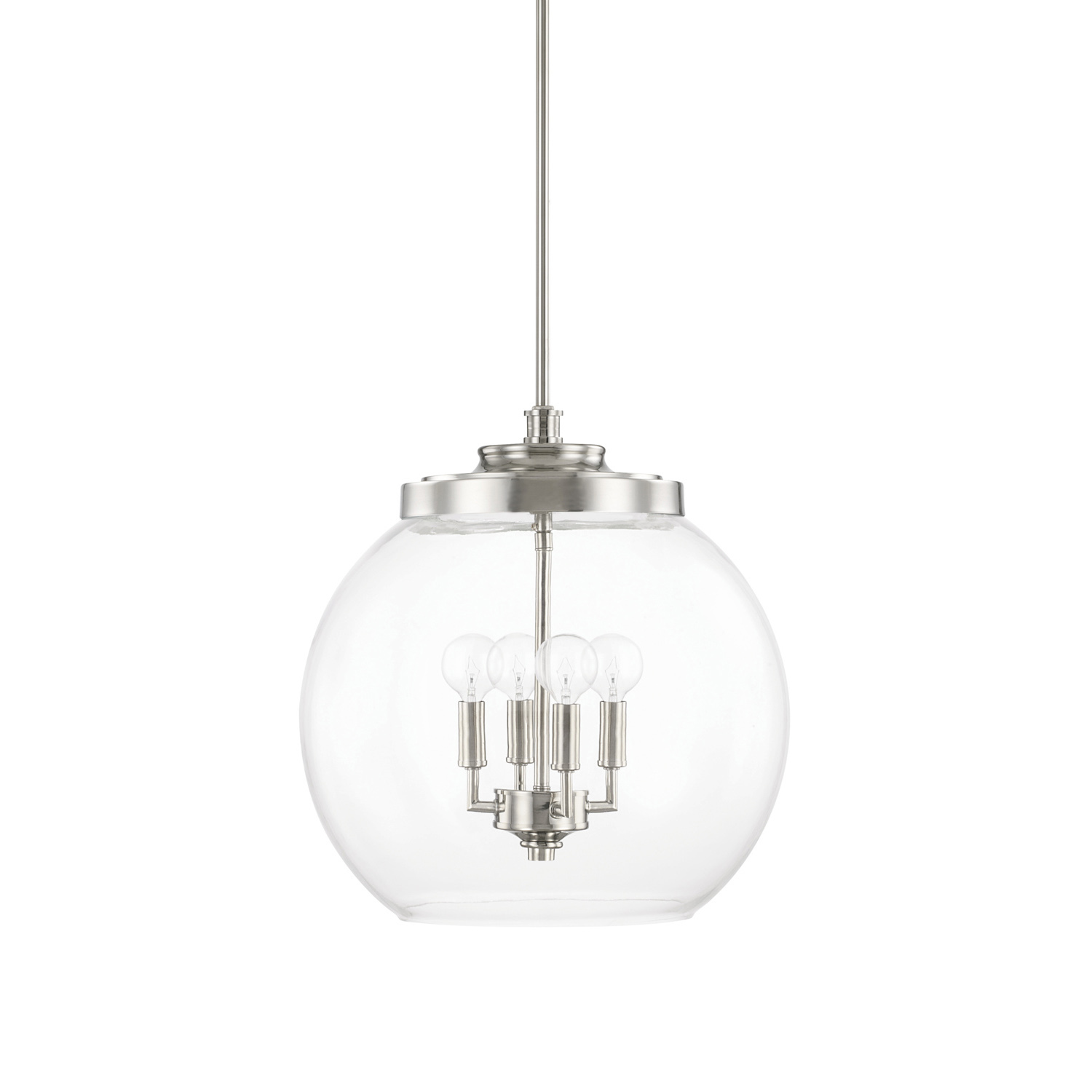 15.5" W x 16" H 4-Light Clear Glass Pendant in Polished Nickel