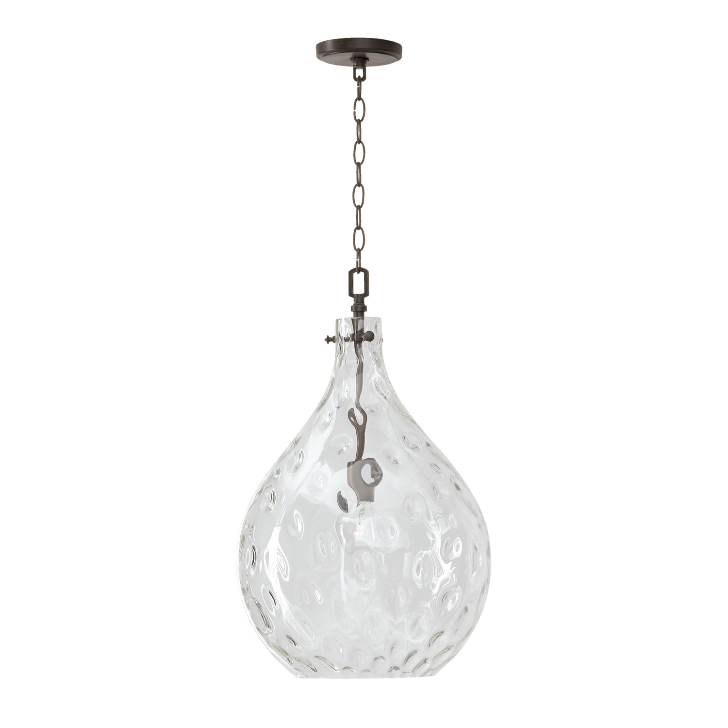 15" W x 24" H 1-Light Teardrop Water Glass Pendant in Farm House