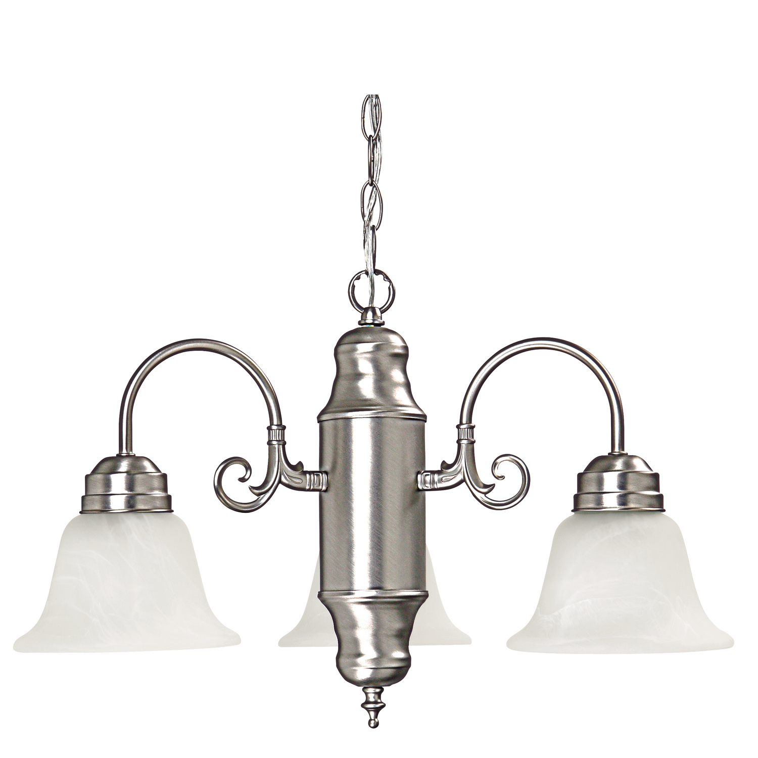 21" W x 13" H 3-Light Chandelier in Matte Nickel with White Faux Alabaster Glass Shades