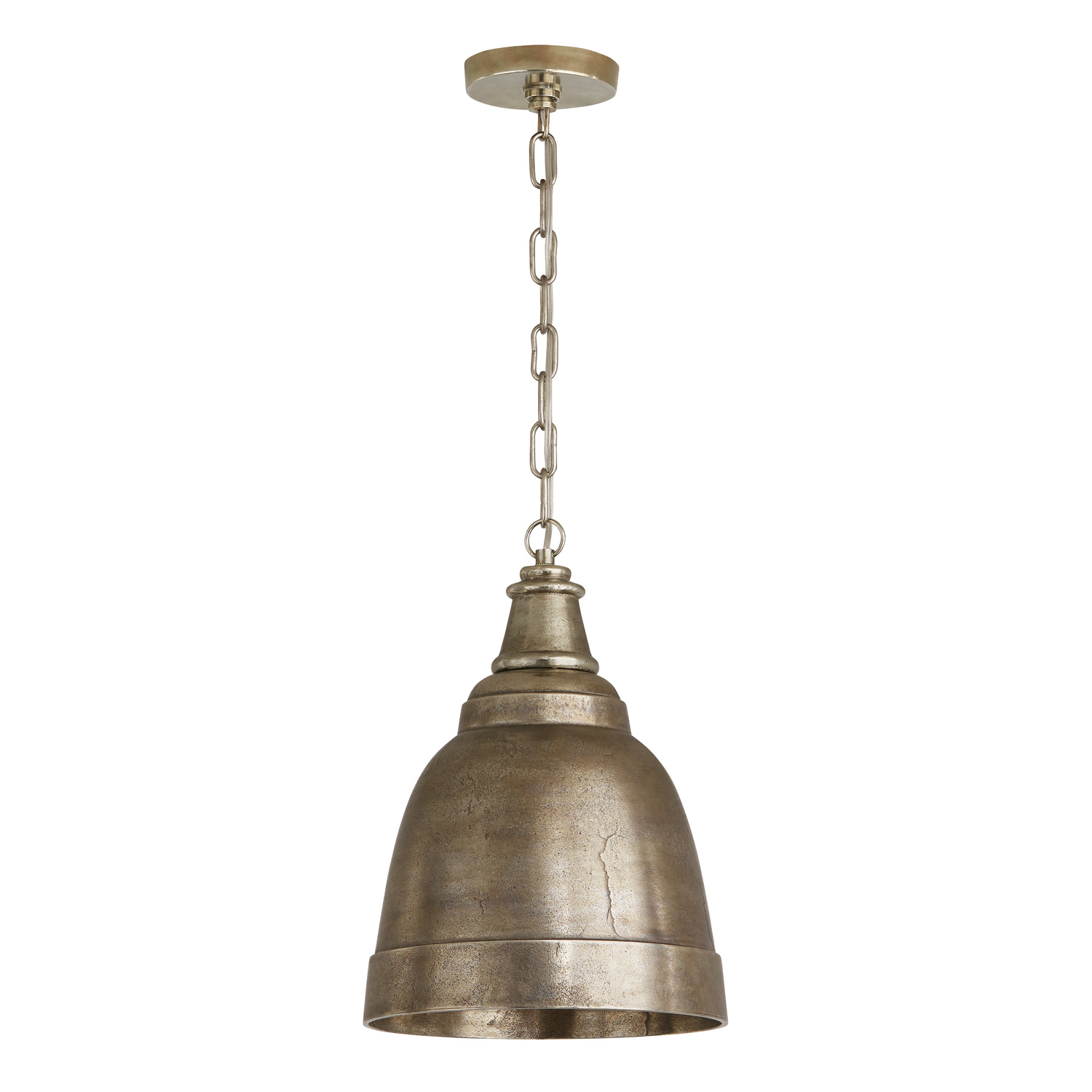 12" W x 16.5" H 1-Light Sand-Cast Bell Pendant in Oxidized Nickel