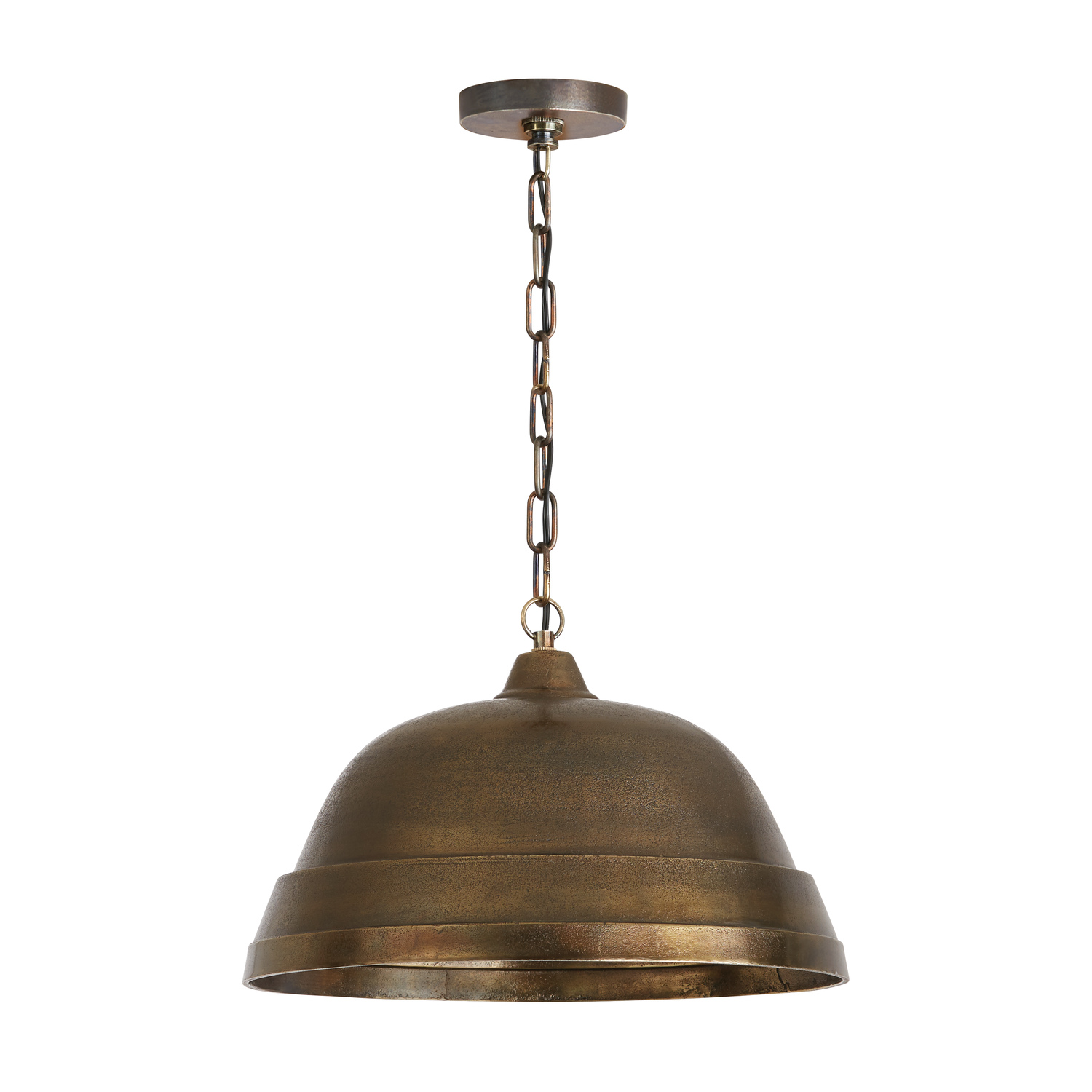 18" W x 11.5" H 1-Light Sand-Cast Bell Pendant in Oxidized Brass