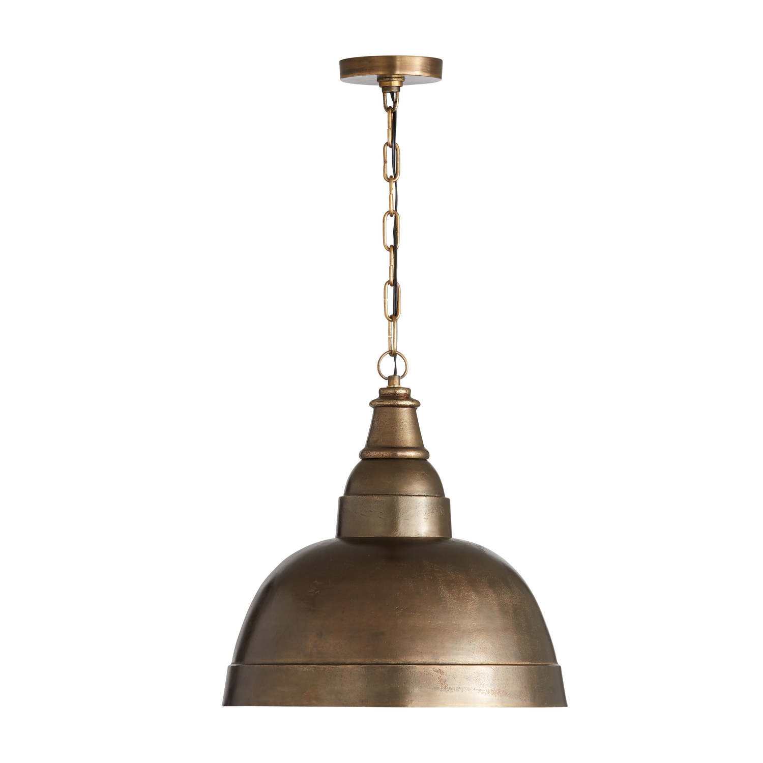 17" W x 17" H 1-Light Sand-Cast Bell Pendant in Oxidized Brass
