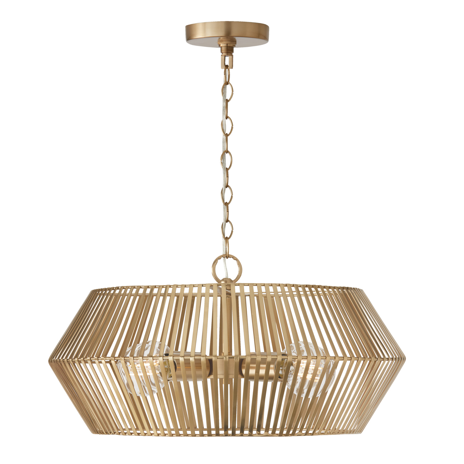 22"W x 11.50"H 4-Light Angular Metal Pendant in Matte Brass