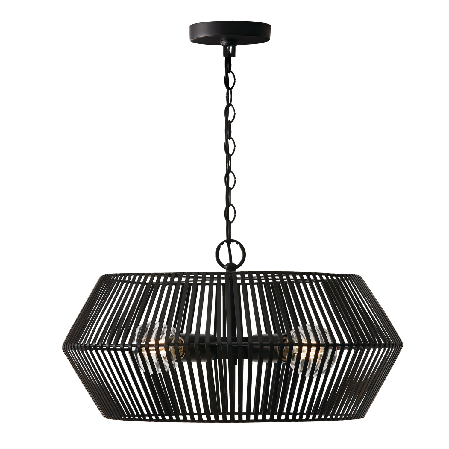 22"W x 11.50"H 4-Light Angular Metal Pendant in Matte Black