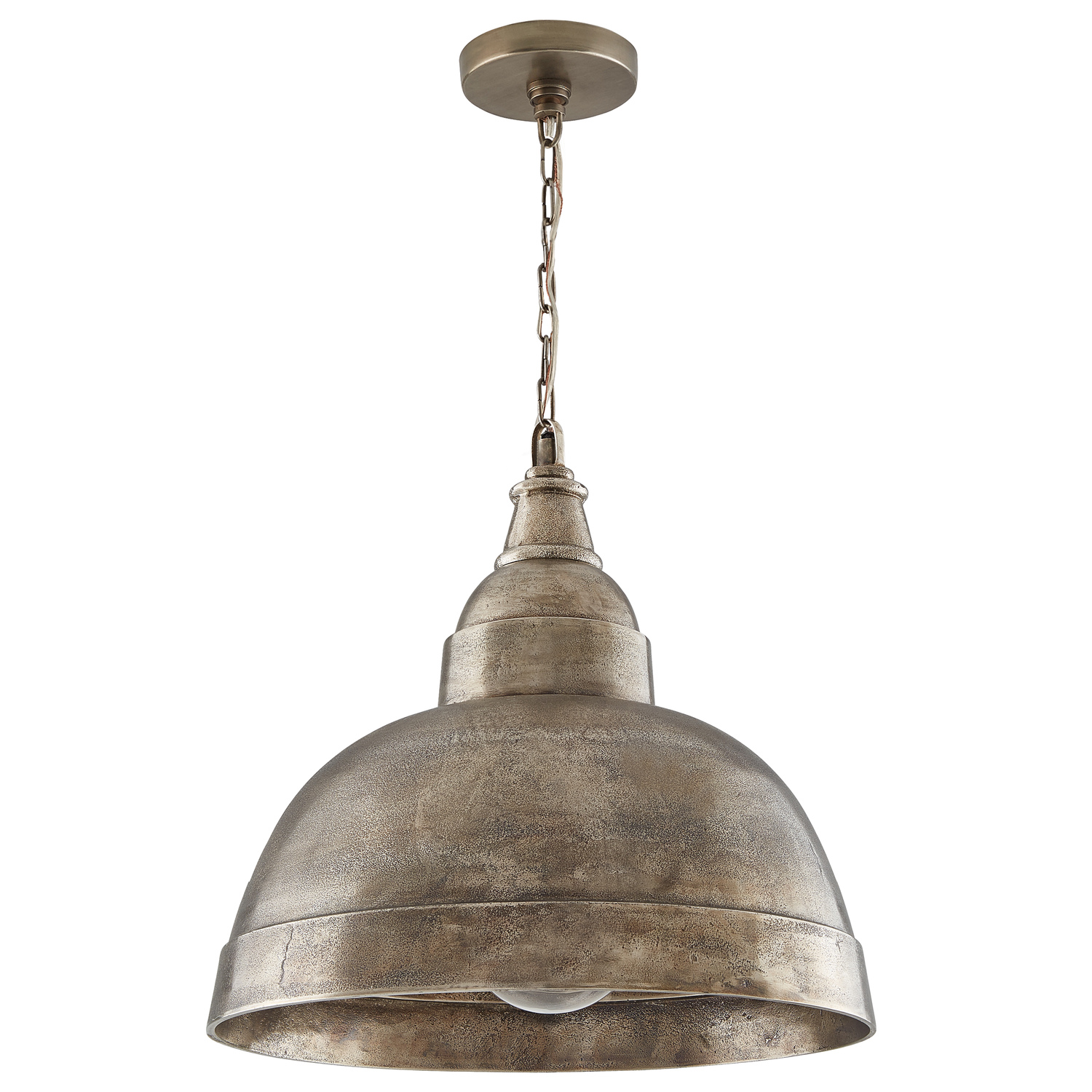 17" W x 17" H 1-Light Sand-Cast Bell Pendant in Oxidized Nickel