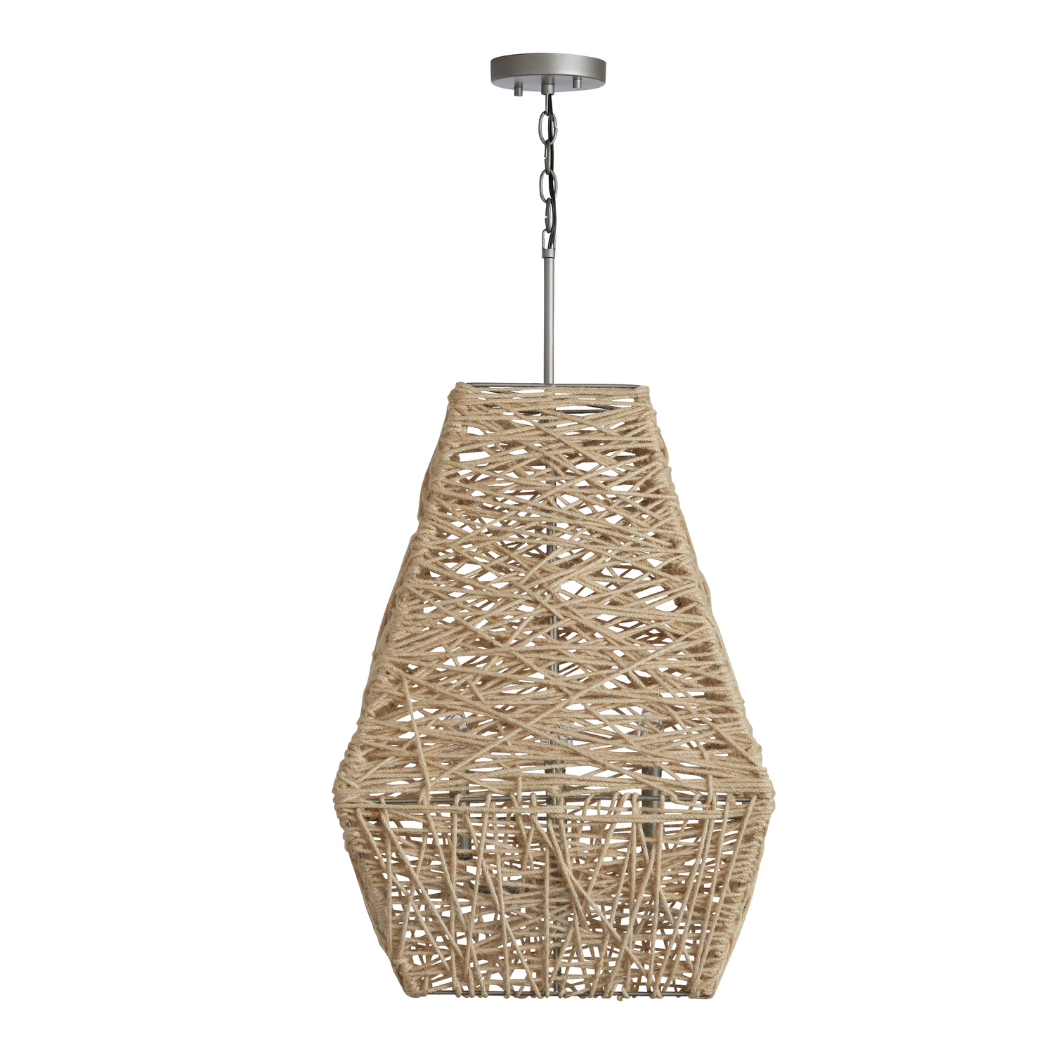 19" W x 27" H 4-Light Woven Natural Jute Pendant in Grey