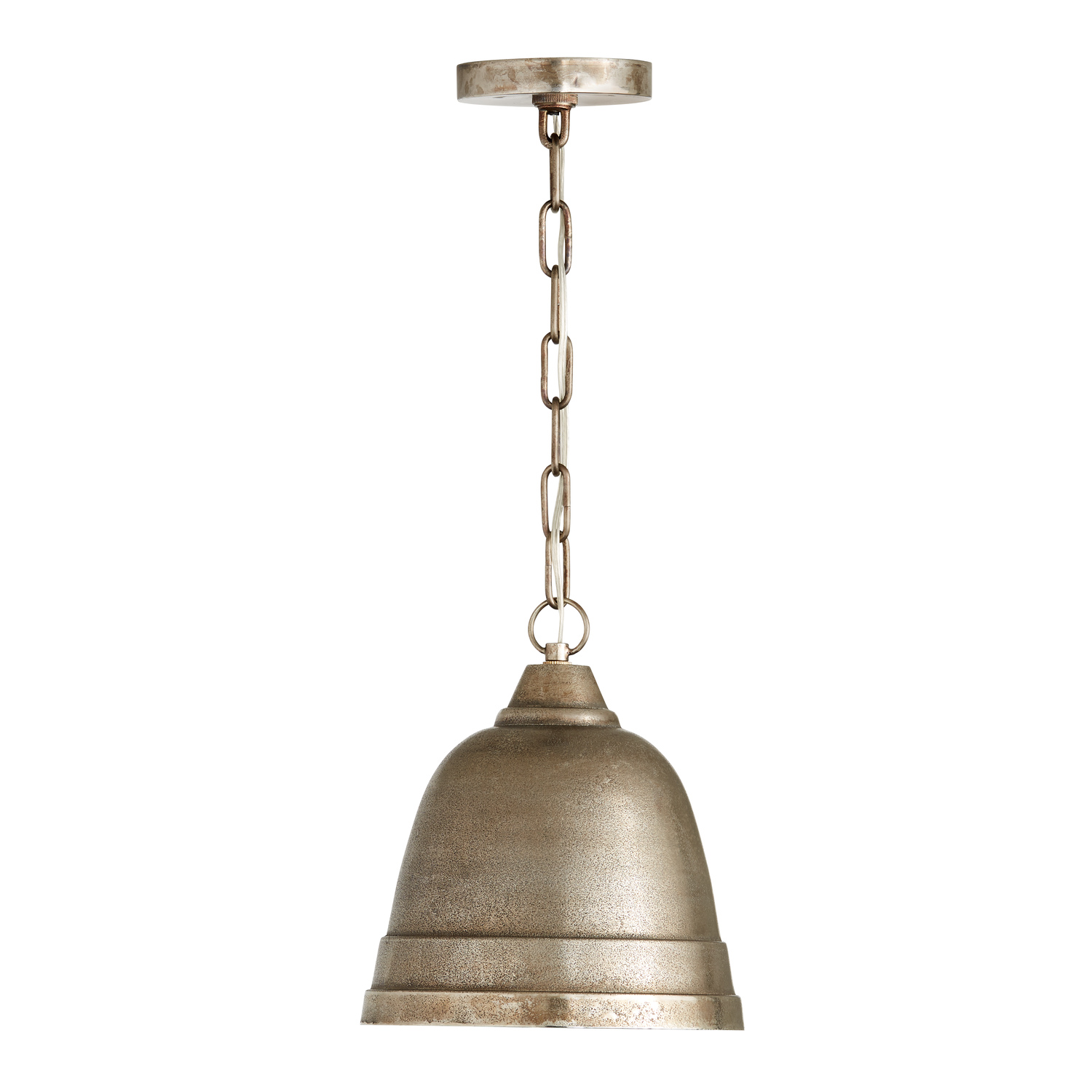 10" W x 11" H 1-Light Sand-Cast Bell Pendant in Oxidized Nickel
