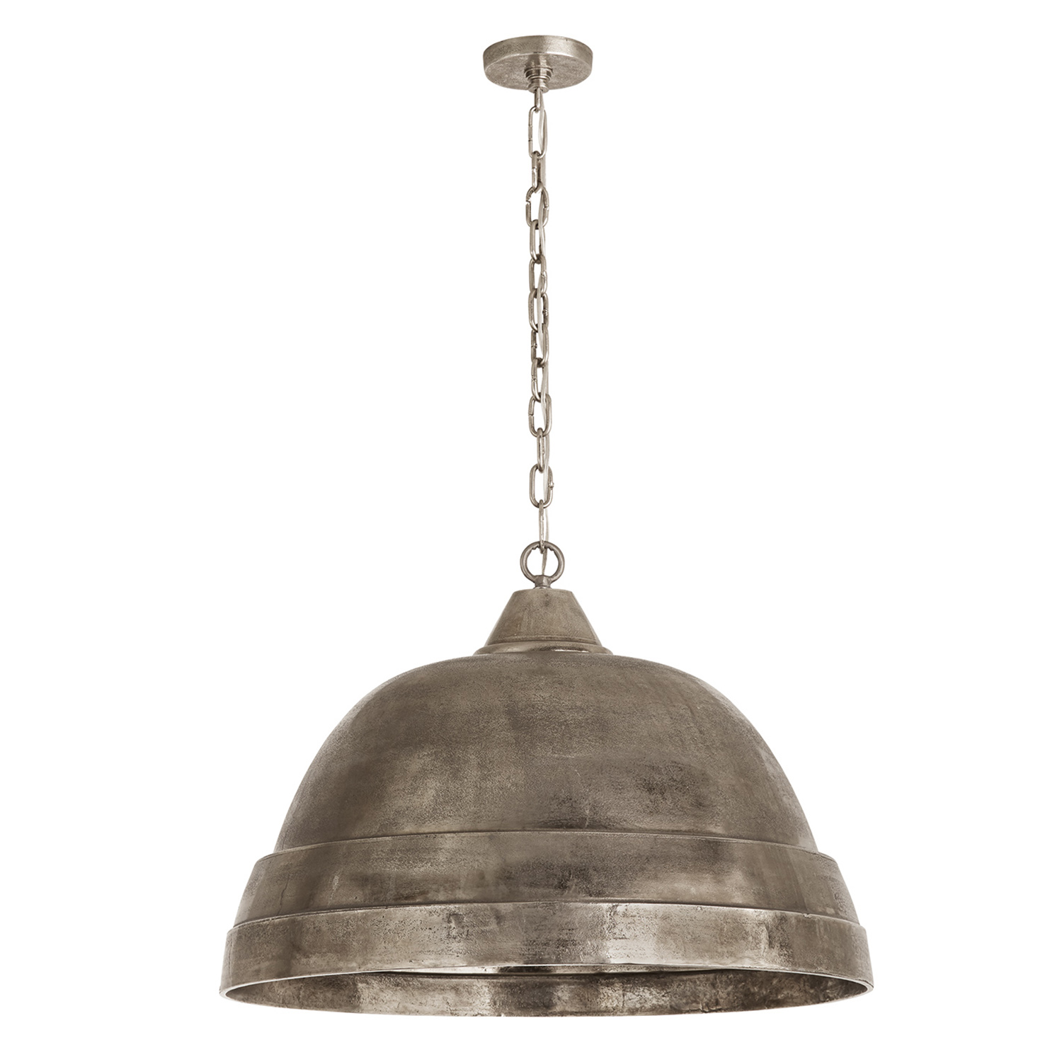 28" W x 20" H 1-Light Sand-Cast Bell Pendant in Oxidized Nickel