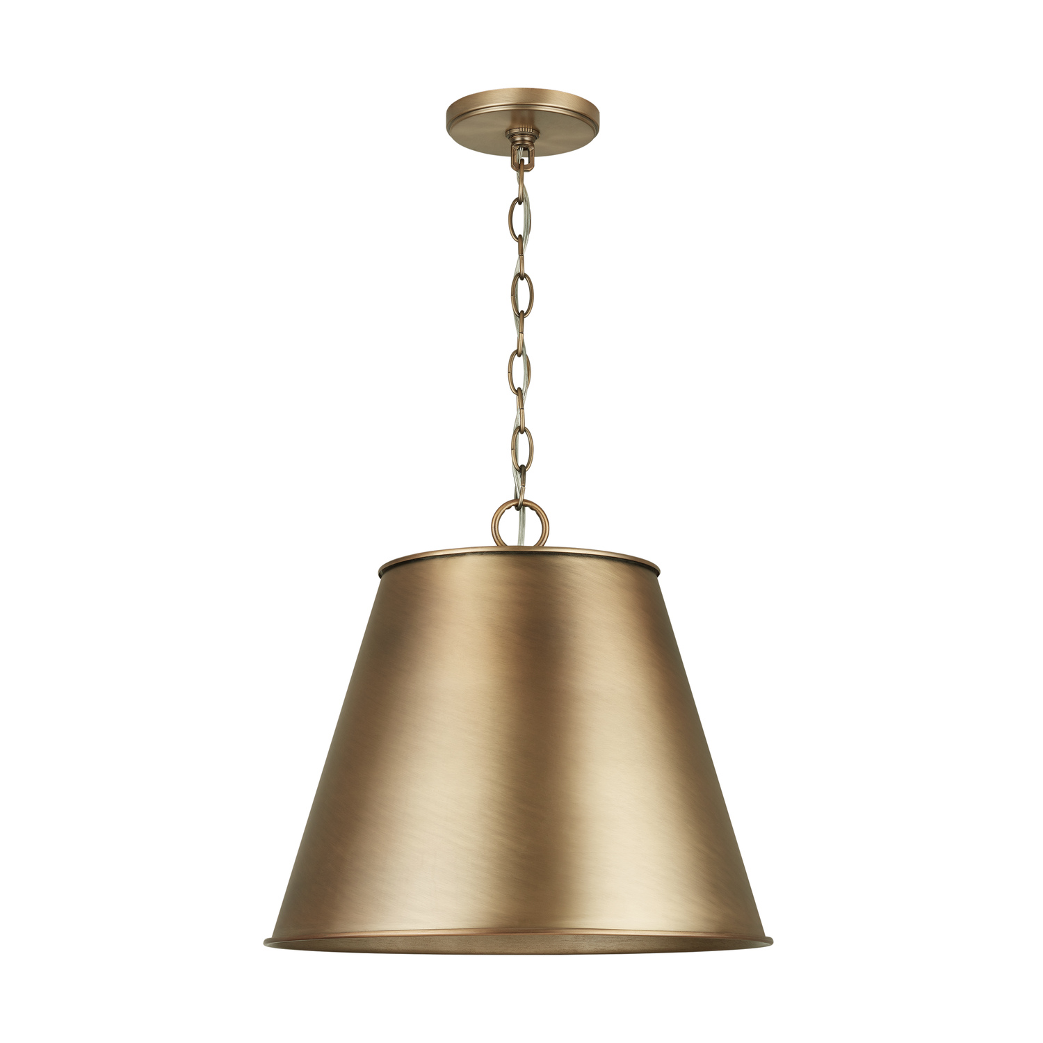 16" W x 14.5" H 1-Light Cone Pendant in Aged Brass with Metal Shade