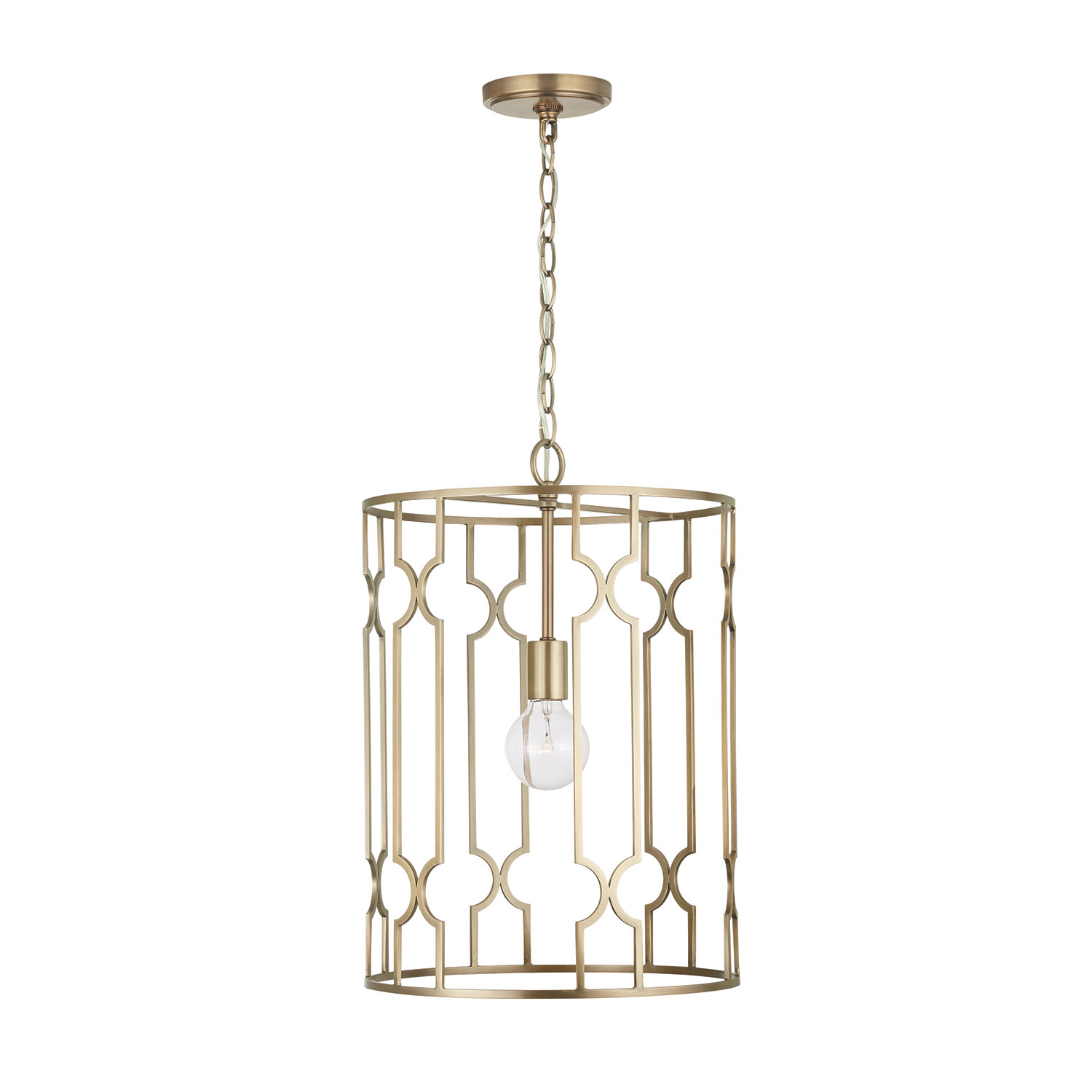 14" W x 20" H 1-Light Pendant in Aged Brass
