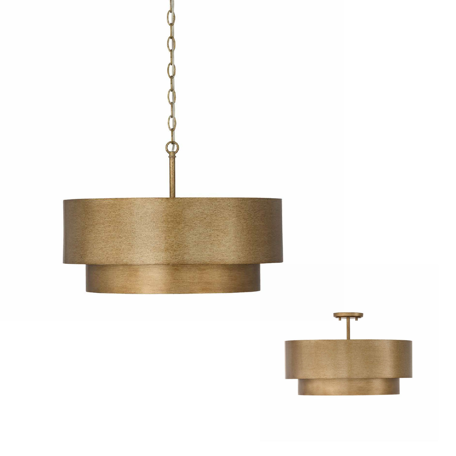 21" W x 9" H 4-Light Dual Mount Tiered Pendant in Mystic Luster