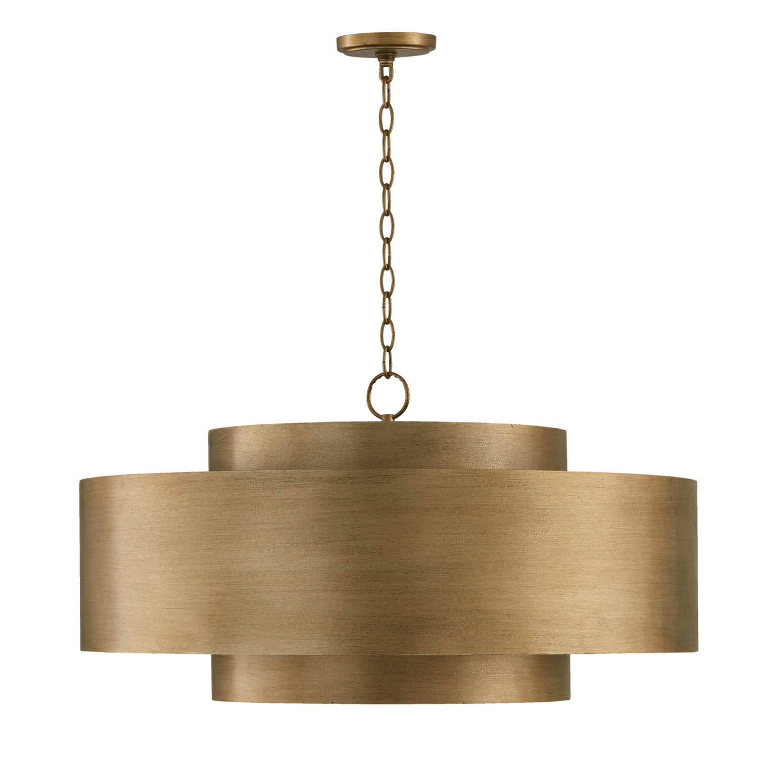 30" W x 17" H 9-Light Metal Drum Pendant in Mystic Luster