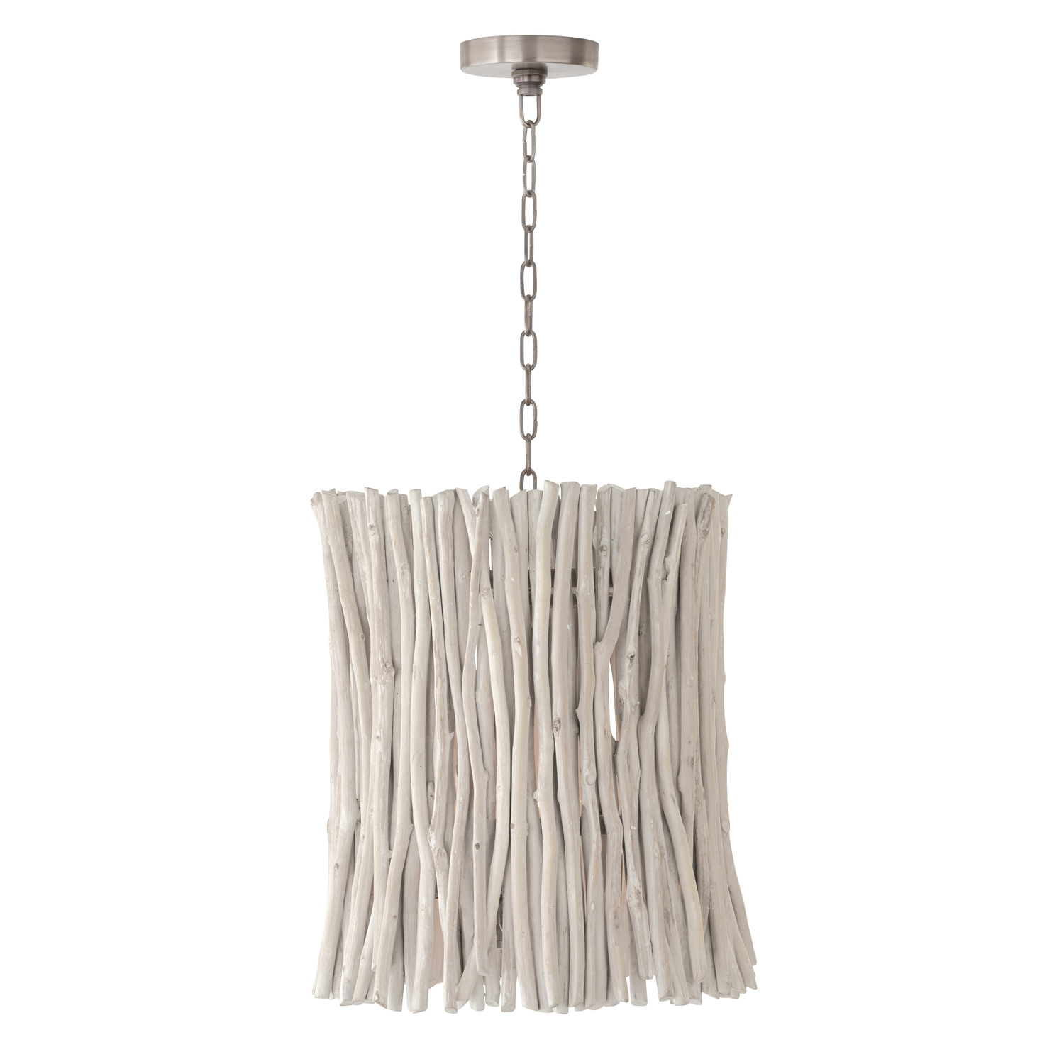 15.5" W x 18" H 4-Light Medium Pendant in Brushed Pewter made with Handcrafted Eucalyptus