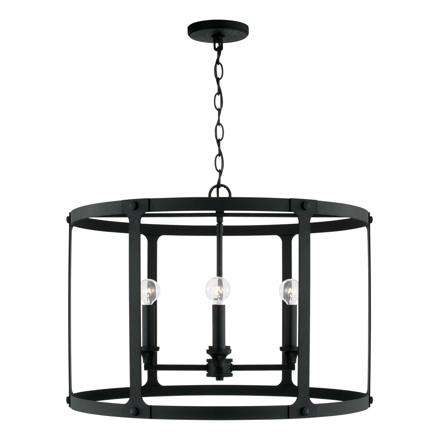 25" W x 18" H 4-Light Large Pendant in Black Iron