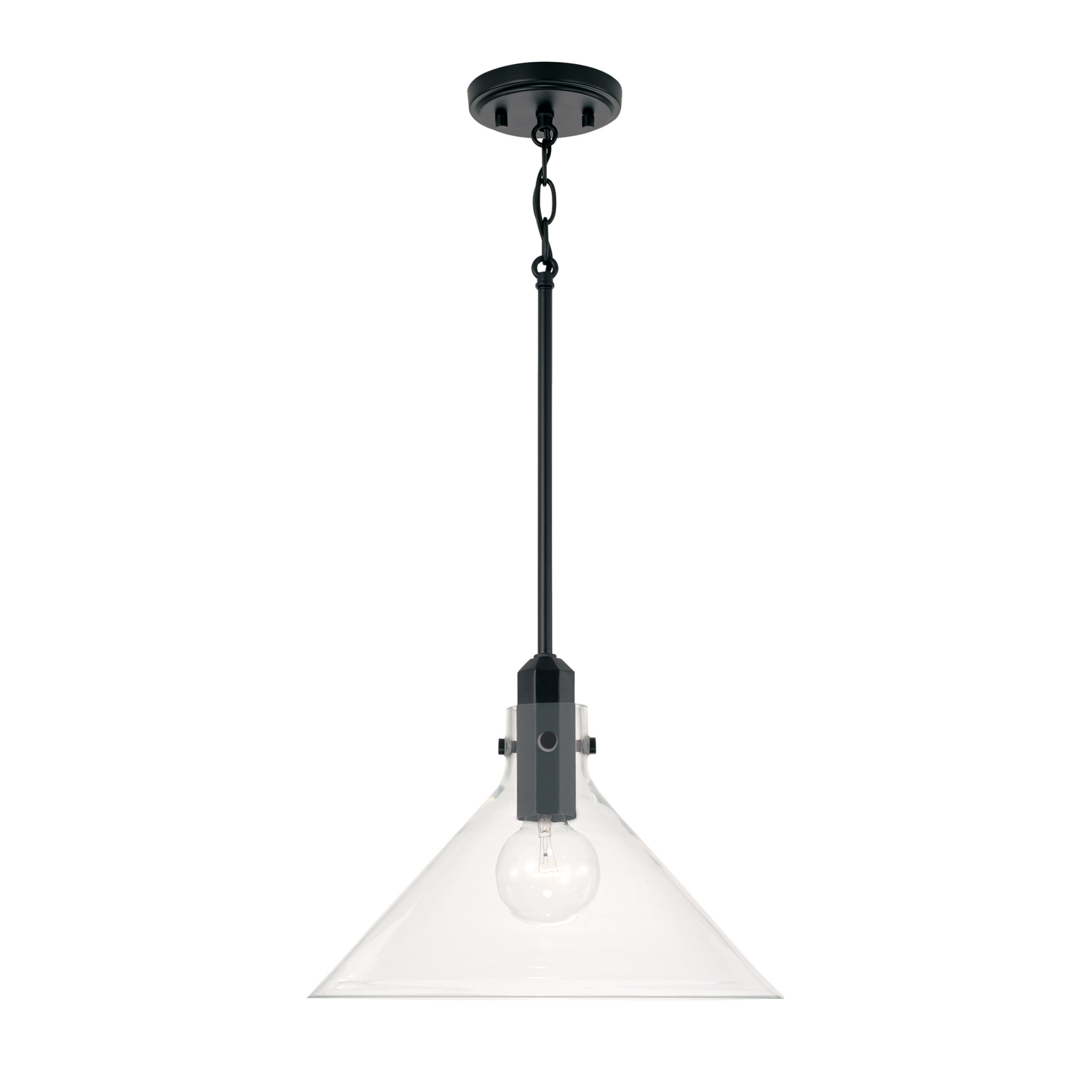14" W x 10" H 1-Light Pendant in Matte Black with Clear Glass