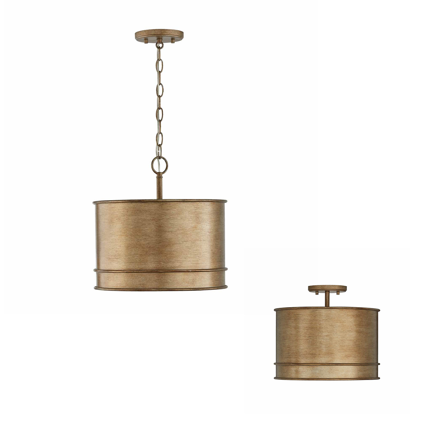 14"W x 13.75"H 1-Light Dual Mount Pendant or Semi-Flush in Mystic Luster