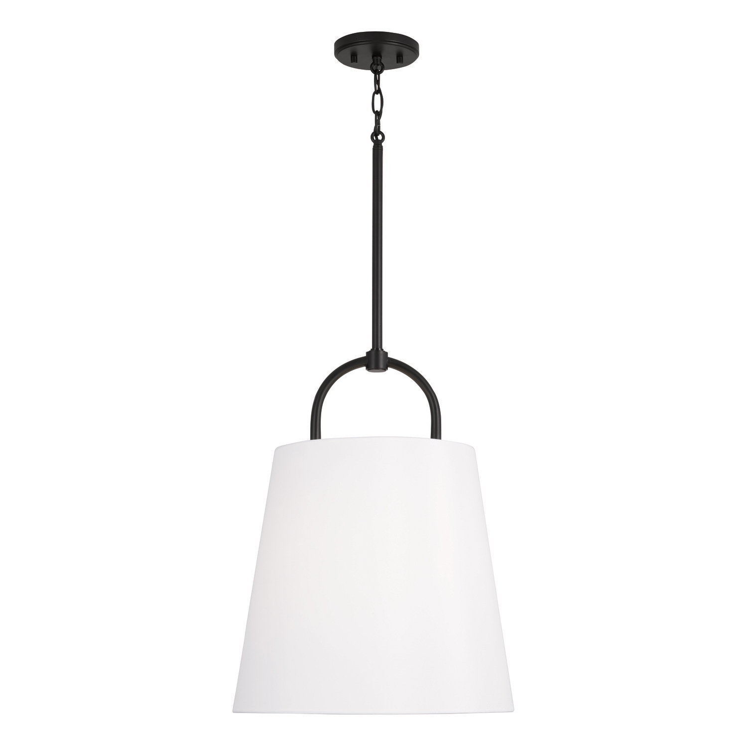 16"W x 21"H 1-Light Pendant in Matte Black with White Fabric Shade