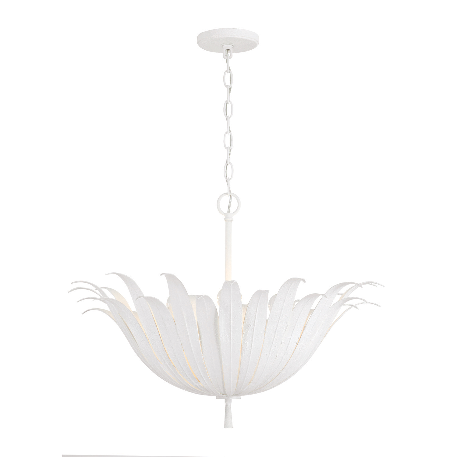 24"W x 18.75"H 4-Light Botanical Pendant in Textured White
