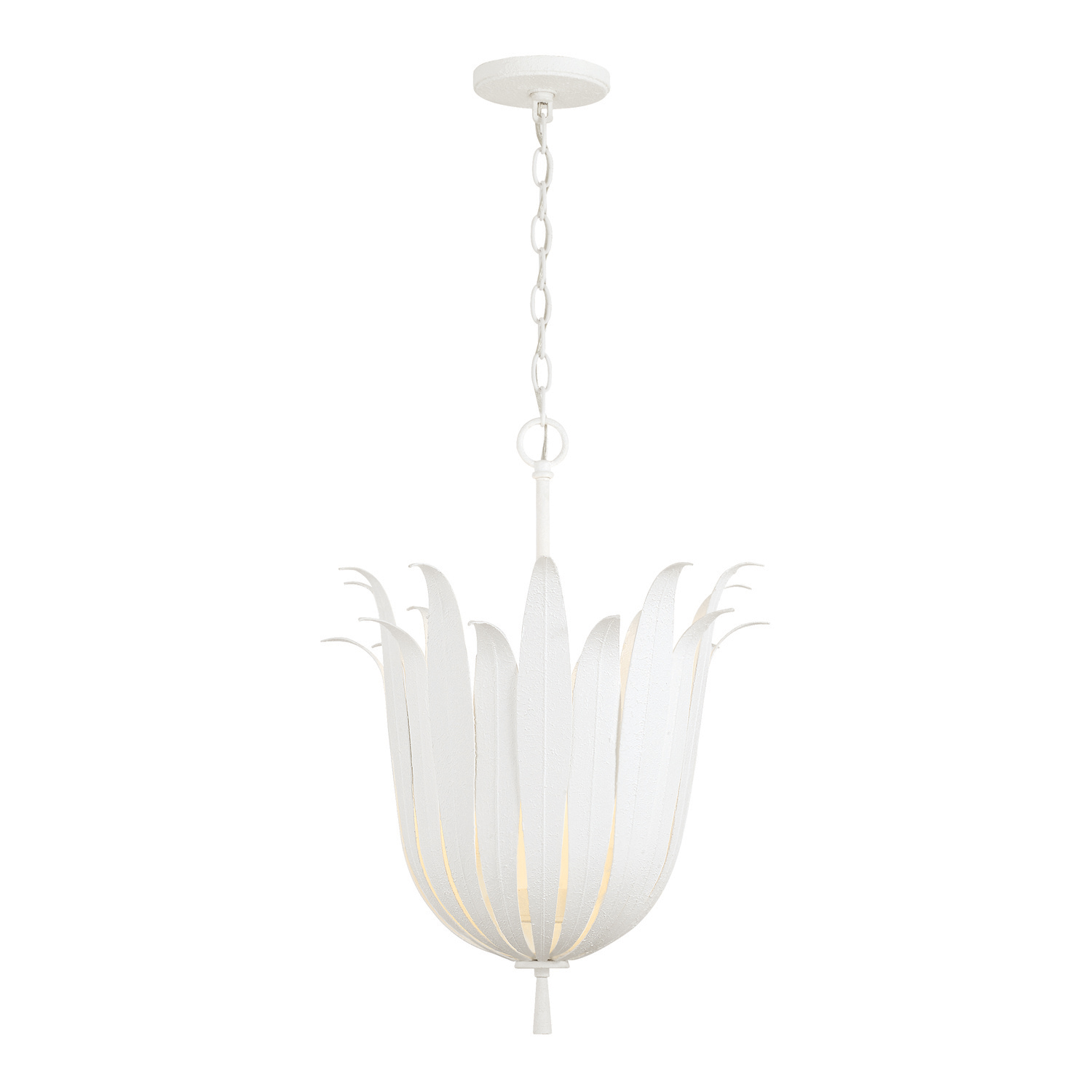 16"W x 22"H 4-Light Botanical Tall Foyer Pendant in Textured White
