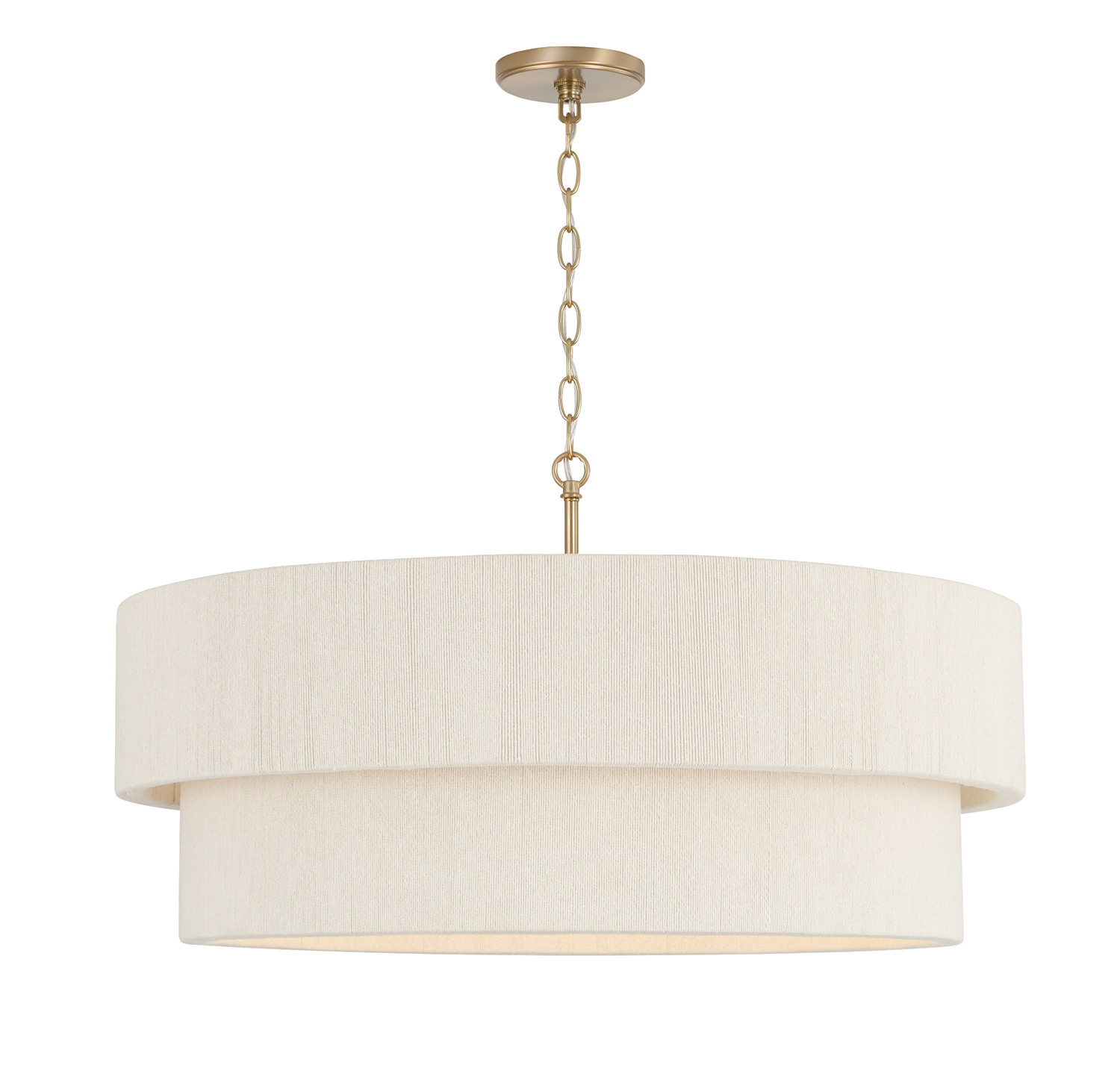 30"W x 16.25"H 4-Light Pendant in Matte Brass with Bleached Natural Rope