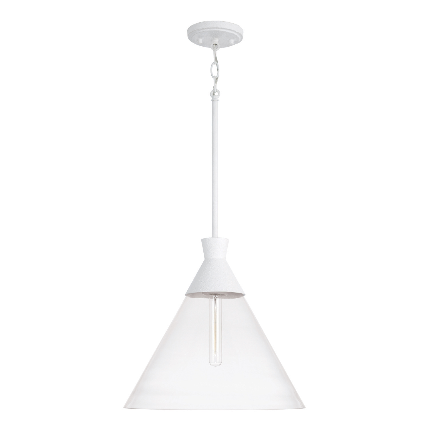 15"W x 14"H 1-Light Pendant in Textured White with Clear Glass