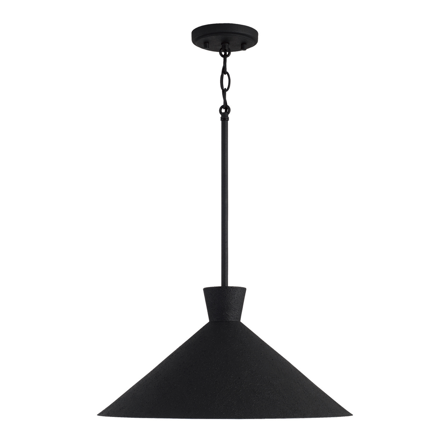 17.75"W x 9"H 1-Light Pendant in Textured Black with Textured Shade Interior