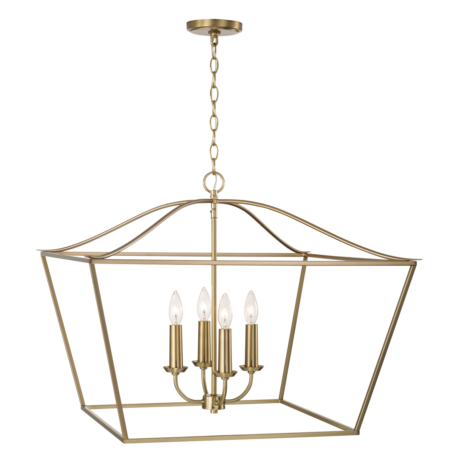 27.50"W x 22"H 4-Light Foyer Pendant Lantern in Matte Brass