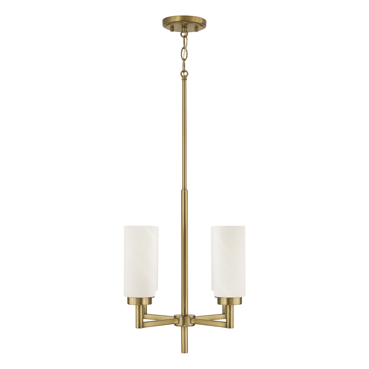 16.25"W x 17.25"H 4-Light Cylindrical Chandelier Pendant in Aged Brass with Faux Alabaster Glass
