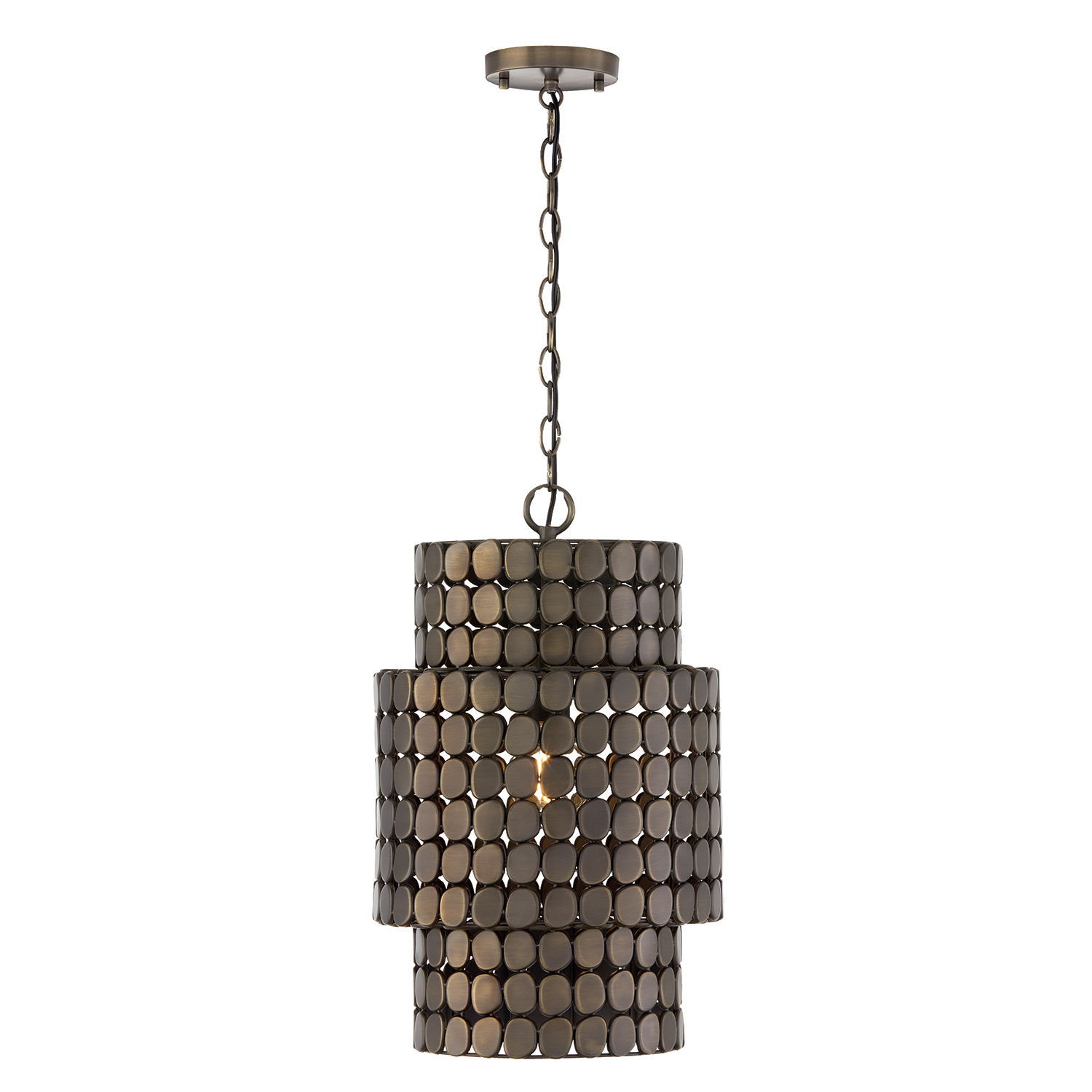 13" W x 21" H 1-Light Medallion Cylindrical Pendant in Dark Brass