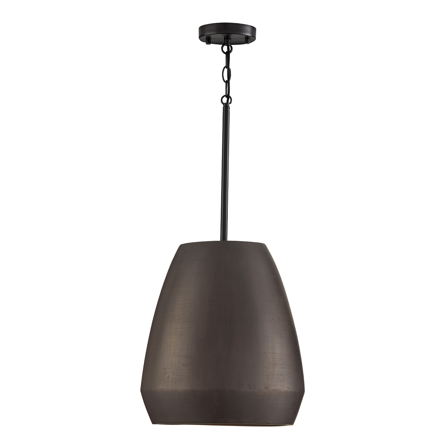16" W x 15" H 1-Light Handcrafted Terracotta Pendant in Umber and Matte Black