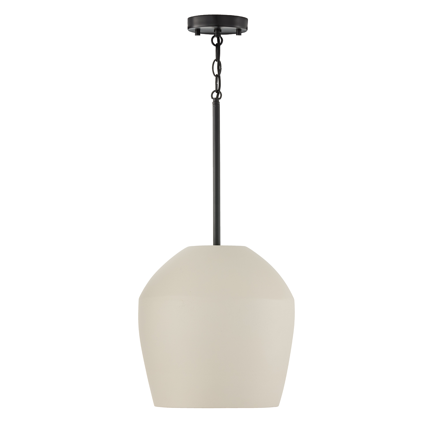 12.5" W x 14" H 1-Light Handcrafted Terracotta Pendant in Ivory and Matte Black
