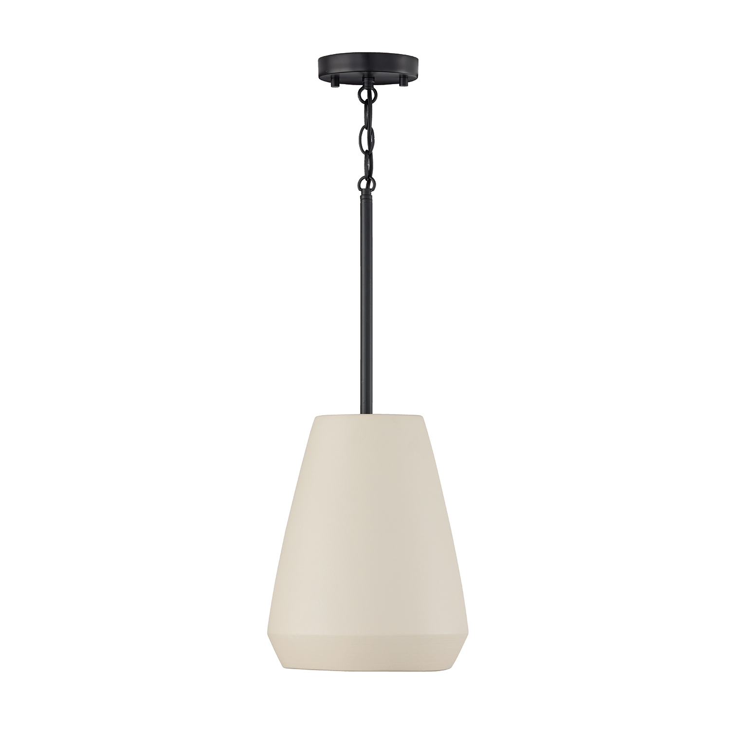 9.75" W x 13.25" H 1-Light Handcrafted Terracotta Pendant in Ivory and Matte Black