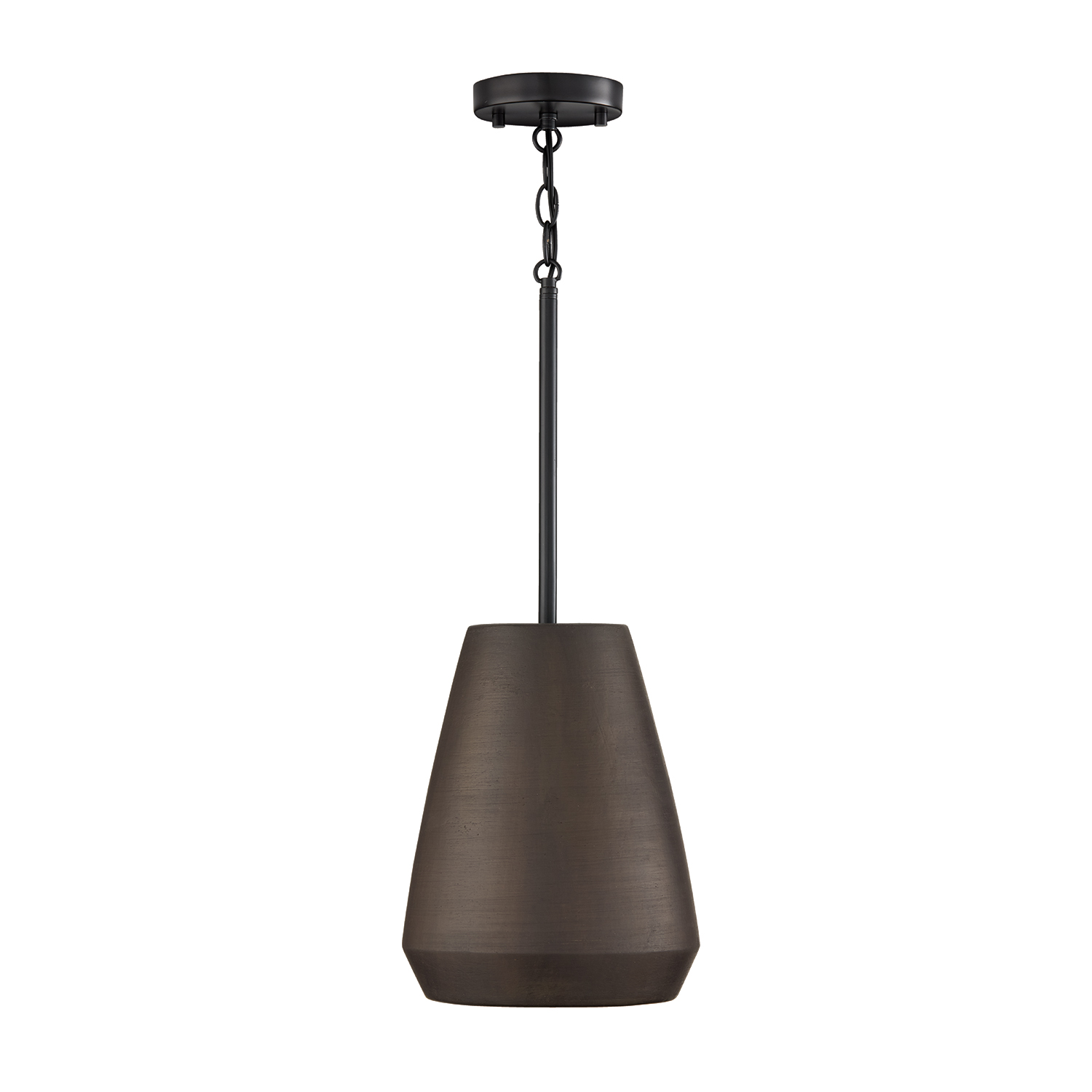 9.75" W x 13.25" H 1-Light Handcrafted Terracotta Pendant in Umber and Matte Black