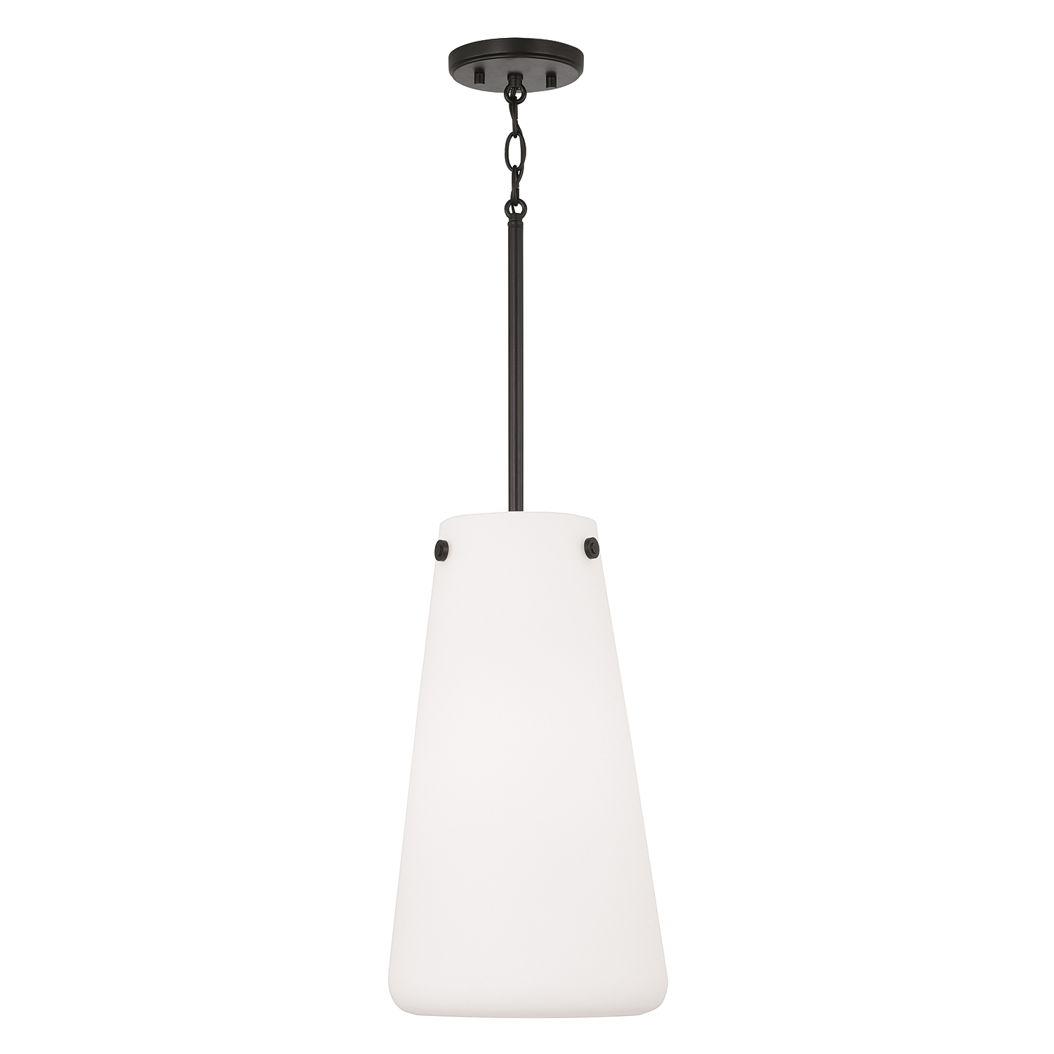 10.5" W x 18.5" H 1-Light Pendant in Matte Black with Tapered Soft White Glass