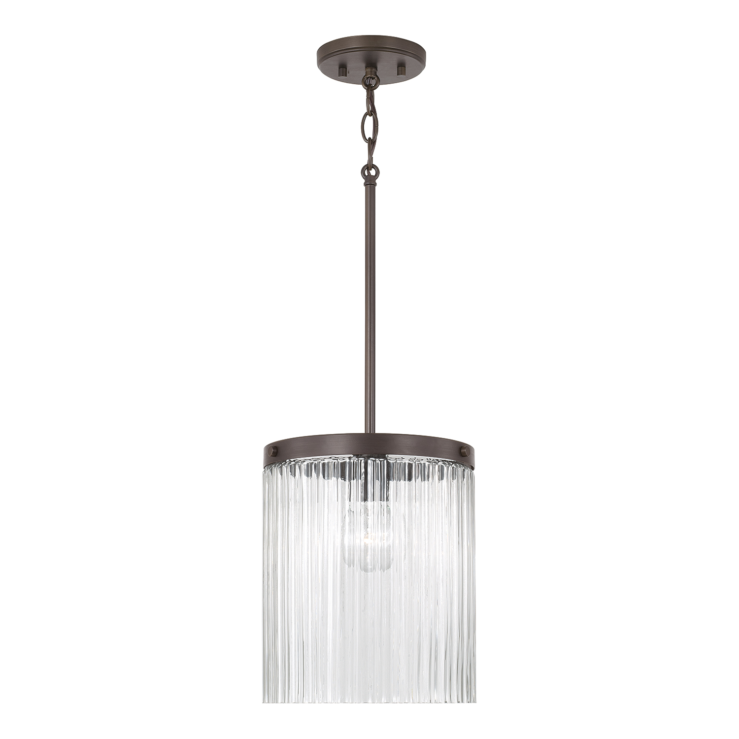 11" W x 16" H 1-Light Pendant in Oil Rubbed Bronze with Clear Beveled Fluted Glass