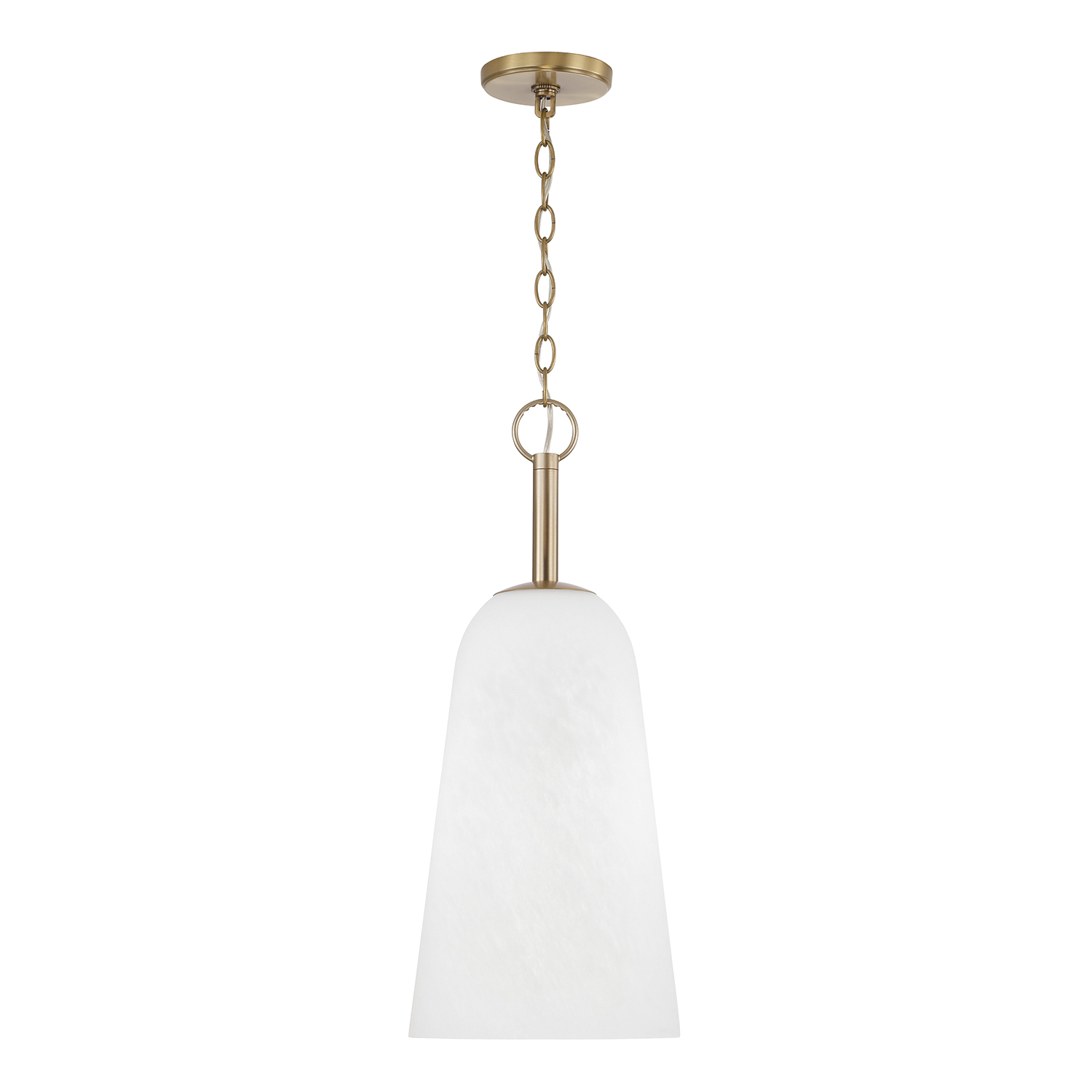 10" W x 24" H 1-Light Pendant in Matte Brass with Faux Alabaster Glass