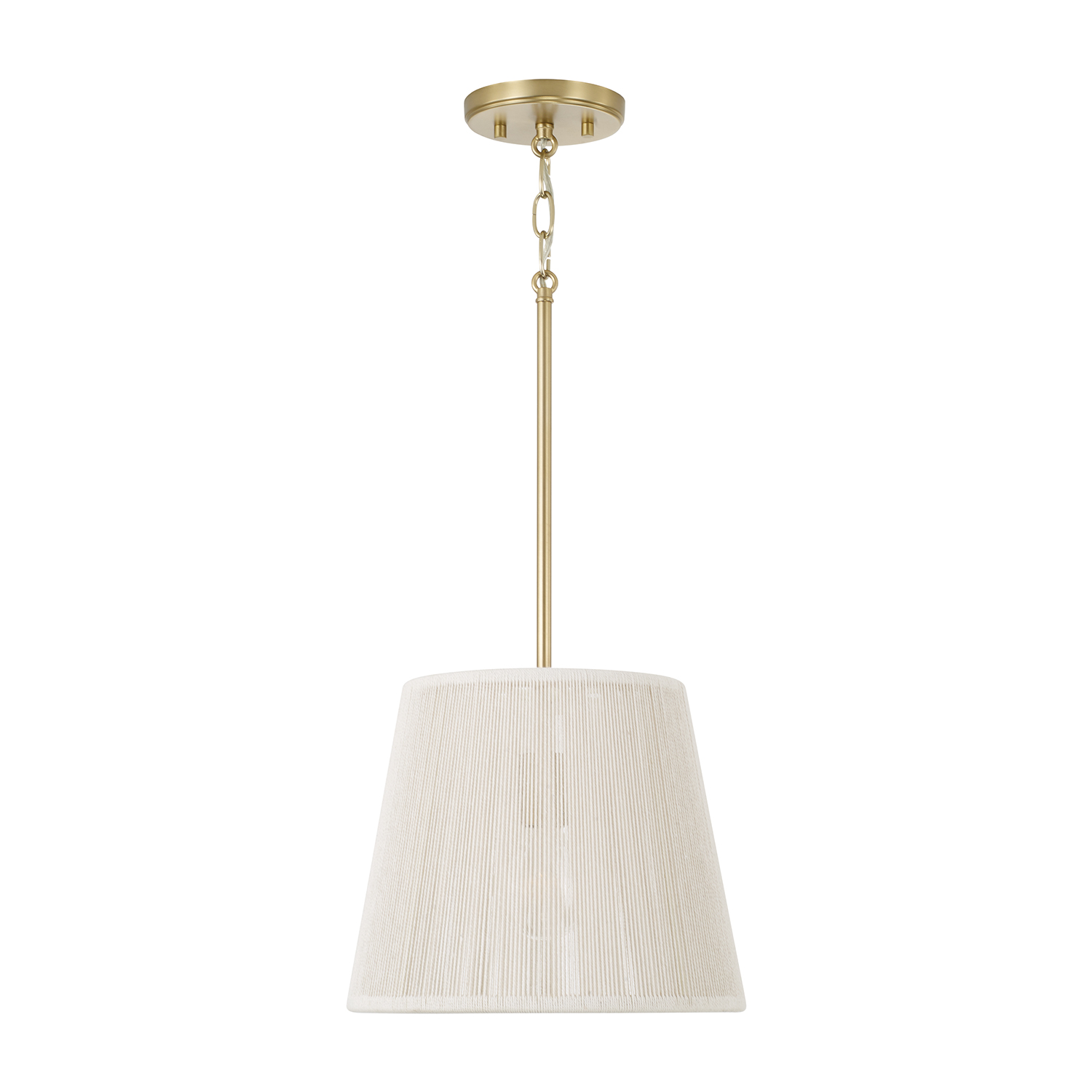 12" W x 10" H 1-Light Handcrafted Pendant in Matte Brass with Hand-wrapped Bleached Natural Rope