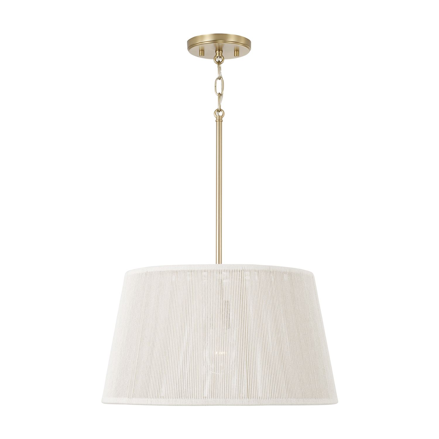 17.75" W x 10" H 1-Light Handcrafted Pendant in Matte Brass with Hand-wrapped Bleached Natural Rope